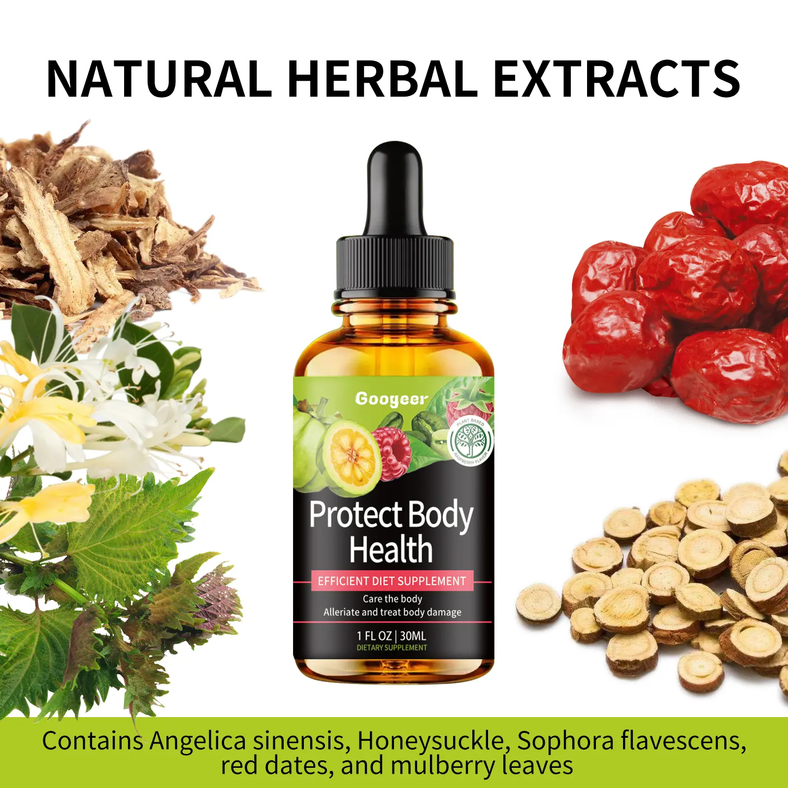 Herbal Body Care Drops with Honeysuckle & Safflower - Googeer 9 googeer herbal body care drops dizziness GOA08 A007 30 MX1 3595