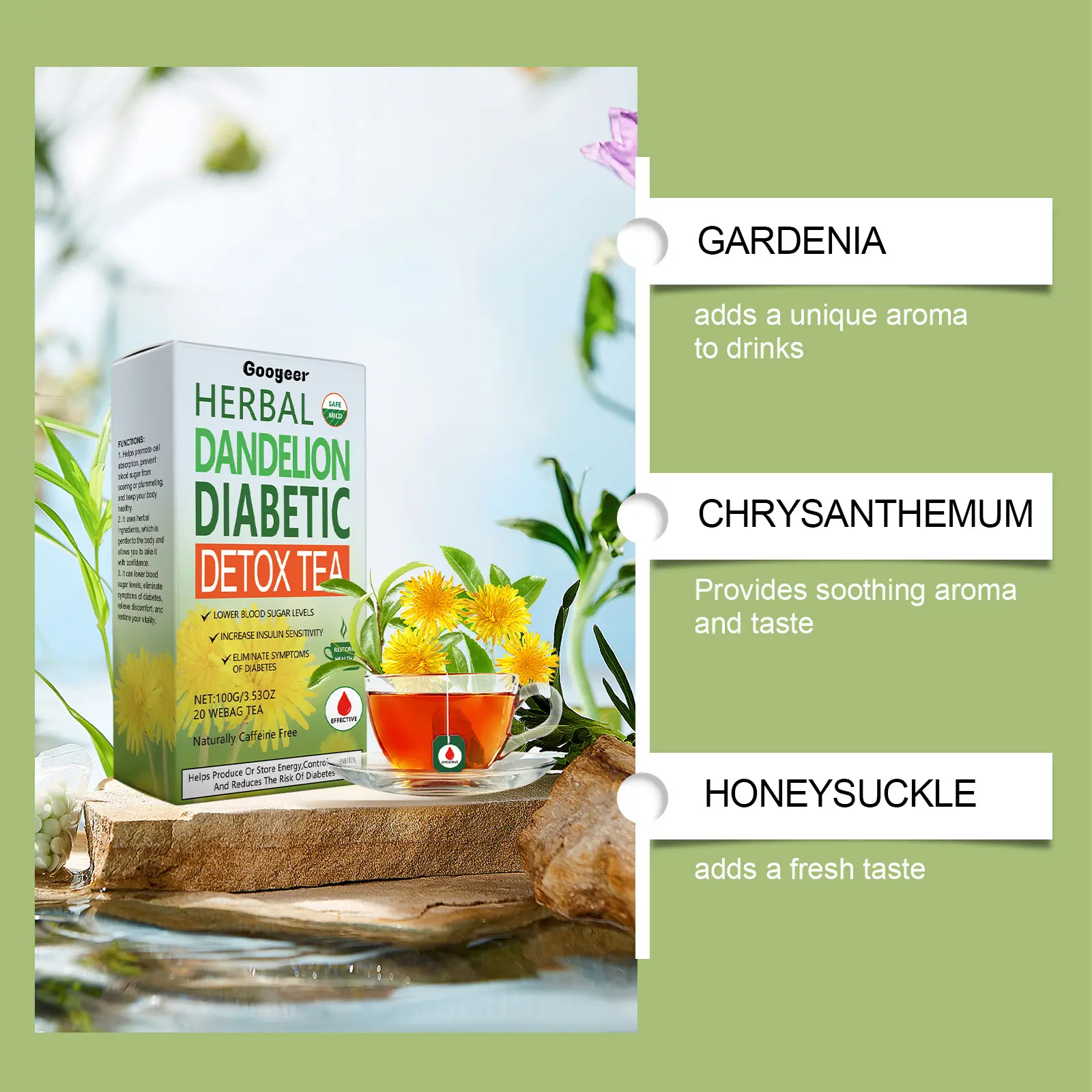 Herbal Detox Tea - Soothing Licorice & Cinnamon Blend - Googeer 14 googeer herbal detox conditioning tea bag GO B07 0071 01 100