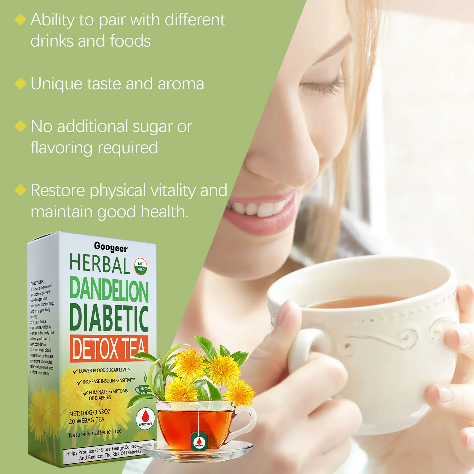 Herbal Detox Tea - Soothing Licorice & Cinnamon Blend - Googeer 11 googeer herbal detox conditioning tea bag GO B07 0071 01 99