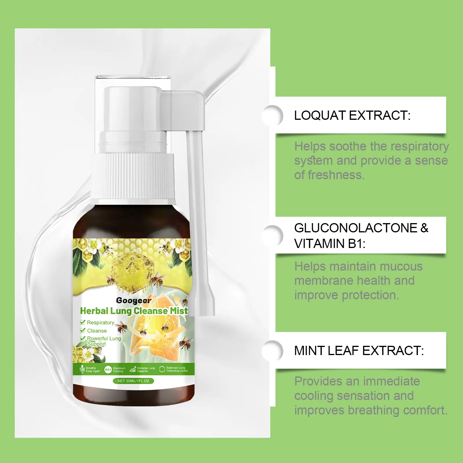 Herbal Lung Cleanse Mist & Throat Refreshing Spray - Googeer 11 googeer herbal lung cleanse mist GOB07 A018 30 GN1 2140