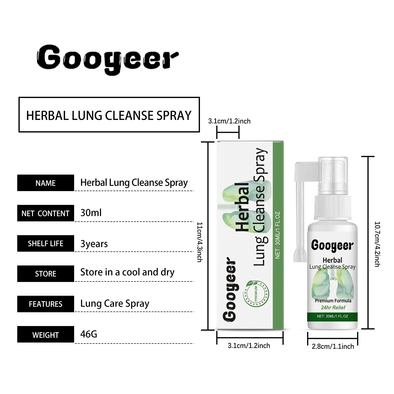 Herbal Lung Cleanse Spray for Respiratory Support - Herbal 7 googeer herbal lung cleanse spray GO B07 0083 01 412