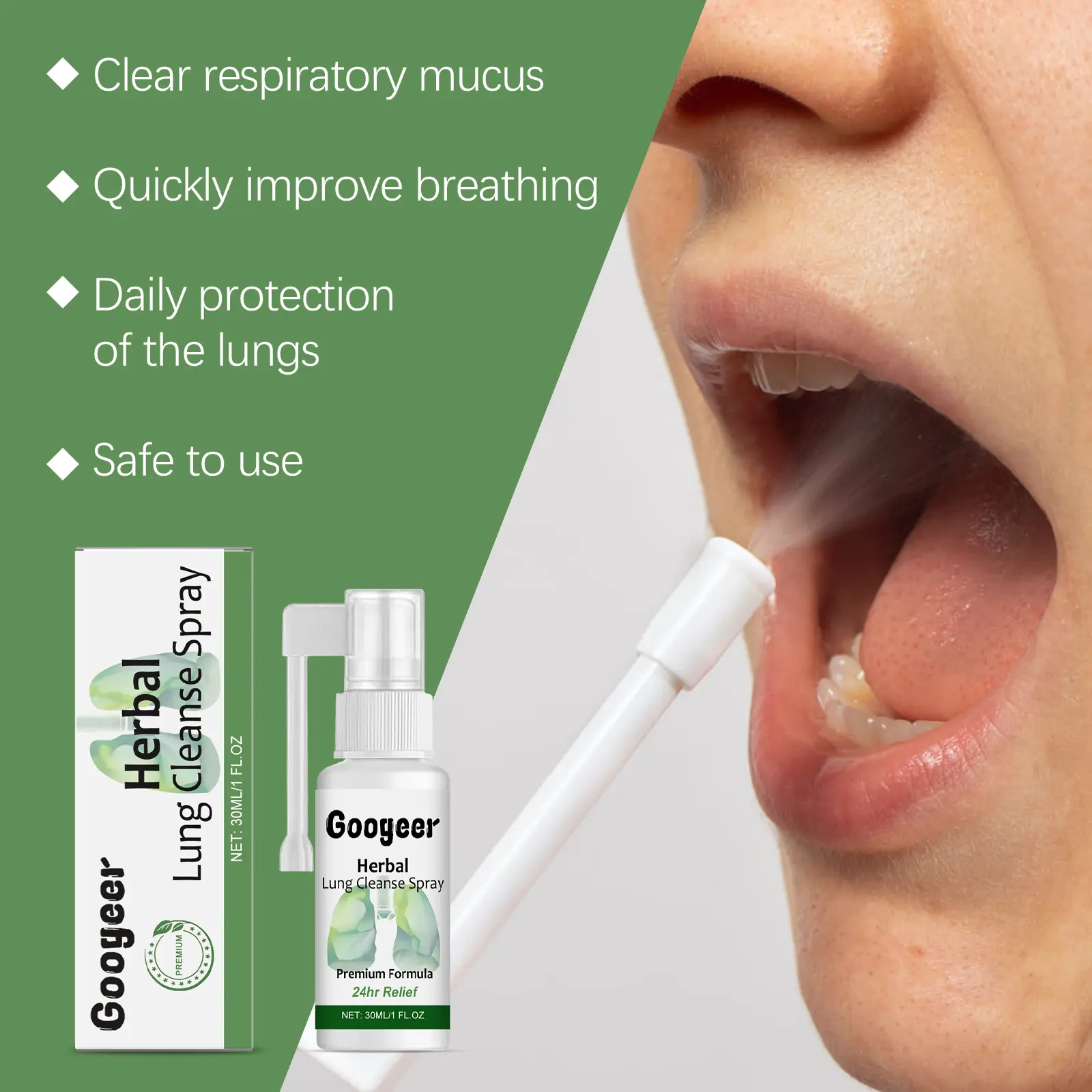 Herbal Lung Cleanse Spray for Respiratory Support - Herbal 14 googeer herbal lung cleanse spray GO B07 0083 01 415