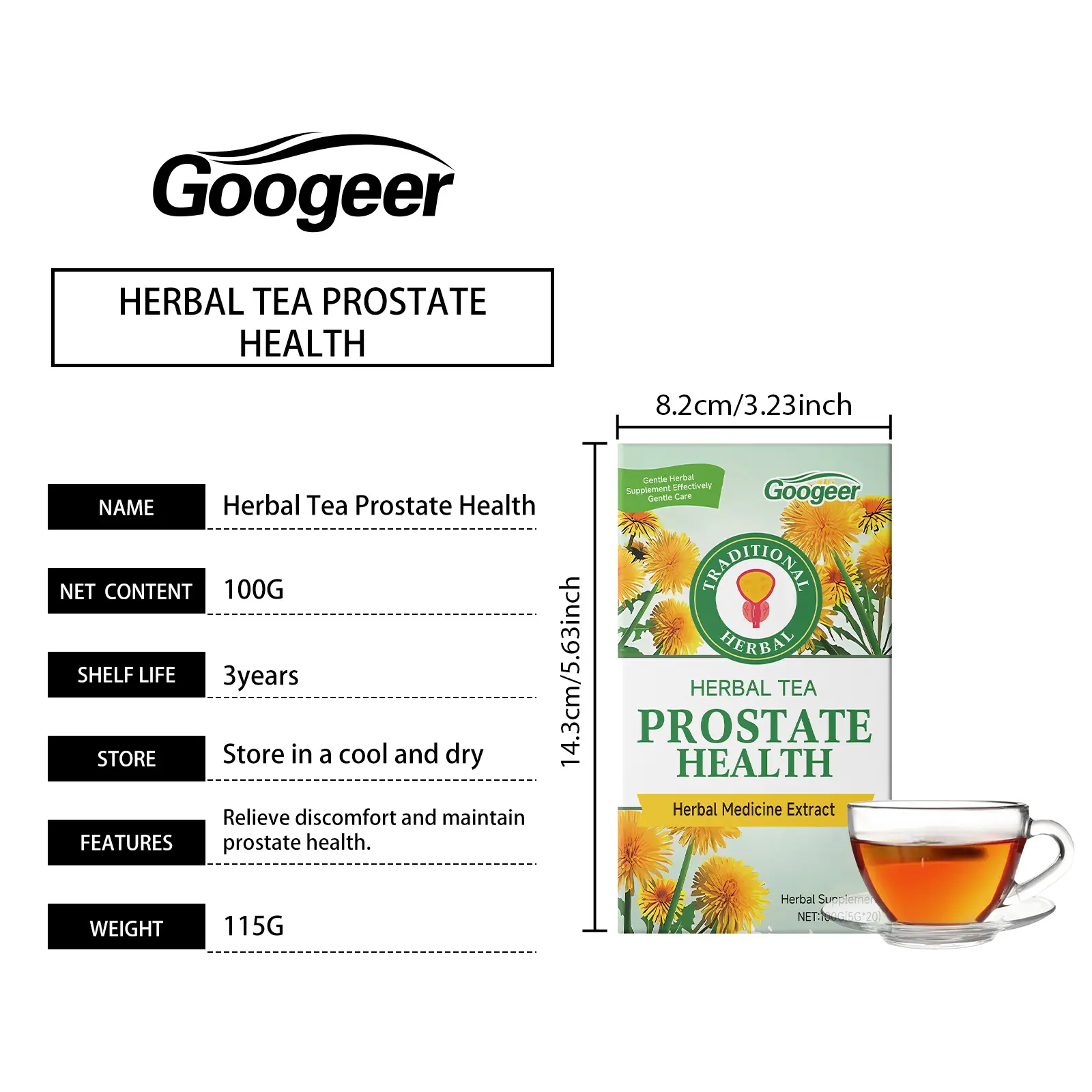 Prostate Health Herbal Tea with Astragalus & Green Tea - Googeer 7 googeer herbal prostate health tea GO I02 0204 01 132