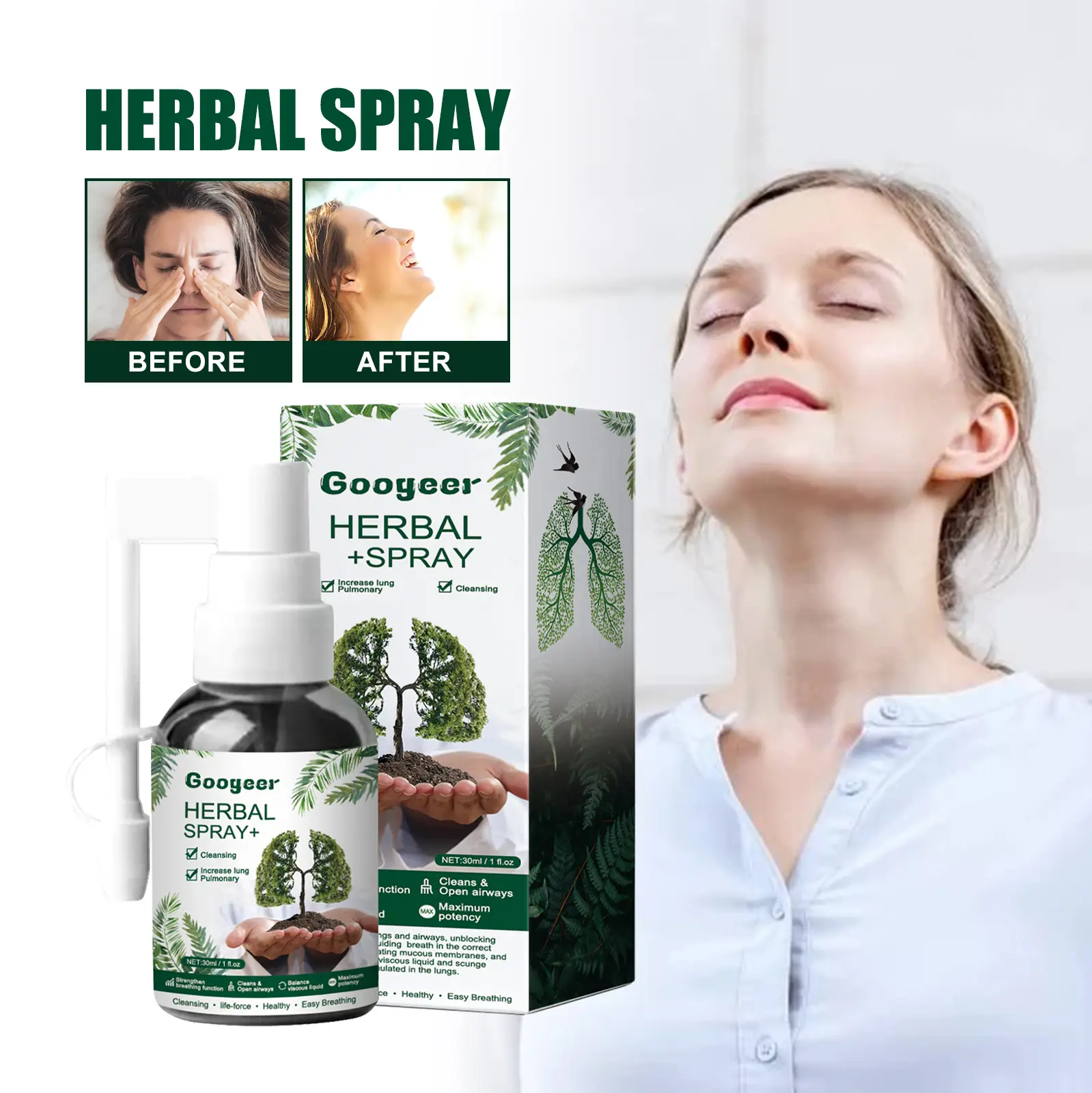 Herbal Spray with Snow Lily and Honeysuckle Extract 9 googeer herbal repair spray fatigue GOH02 A004 30 GN1 3935