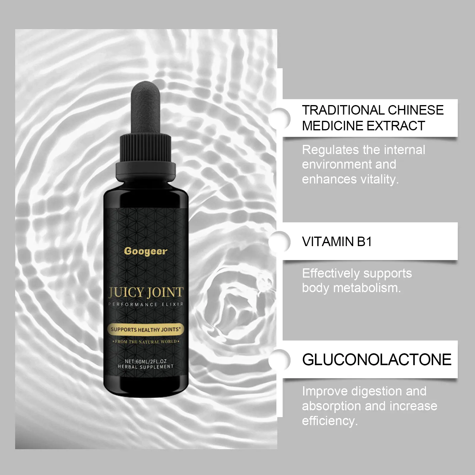 Chinese Herbal Supplement with Gluconolactone & Vitamin B1 - Metabolism & Vitality Support 11 googeer herbal supplement body treatment GO I02 0185 01 4254