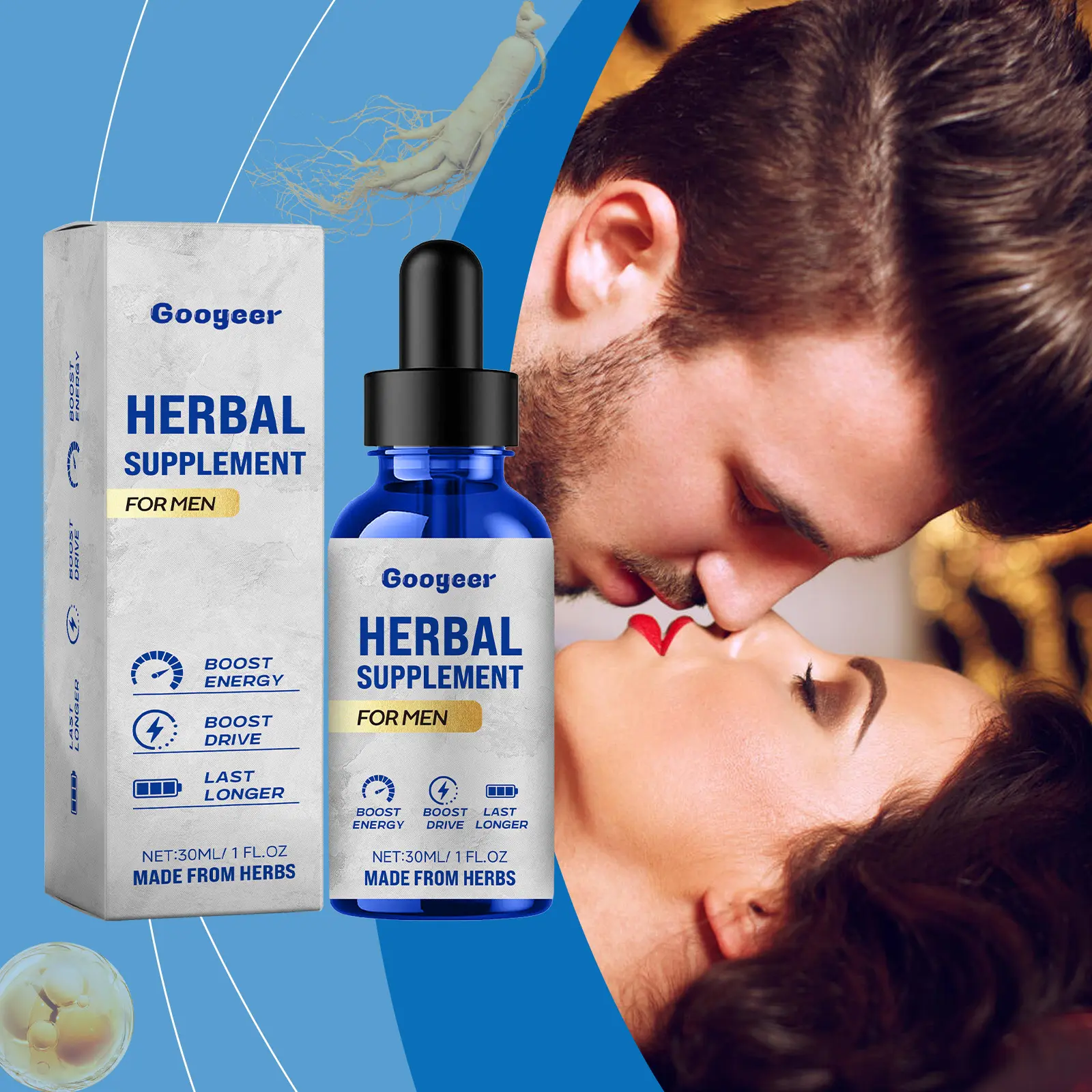 Googeer Men's Herbal Energy Supplement Drops for Daily Vitality 8 googeer herbal supplement body treatment GOB11 A007 30 WH1 2998