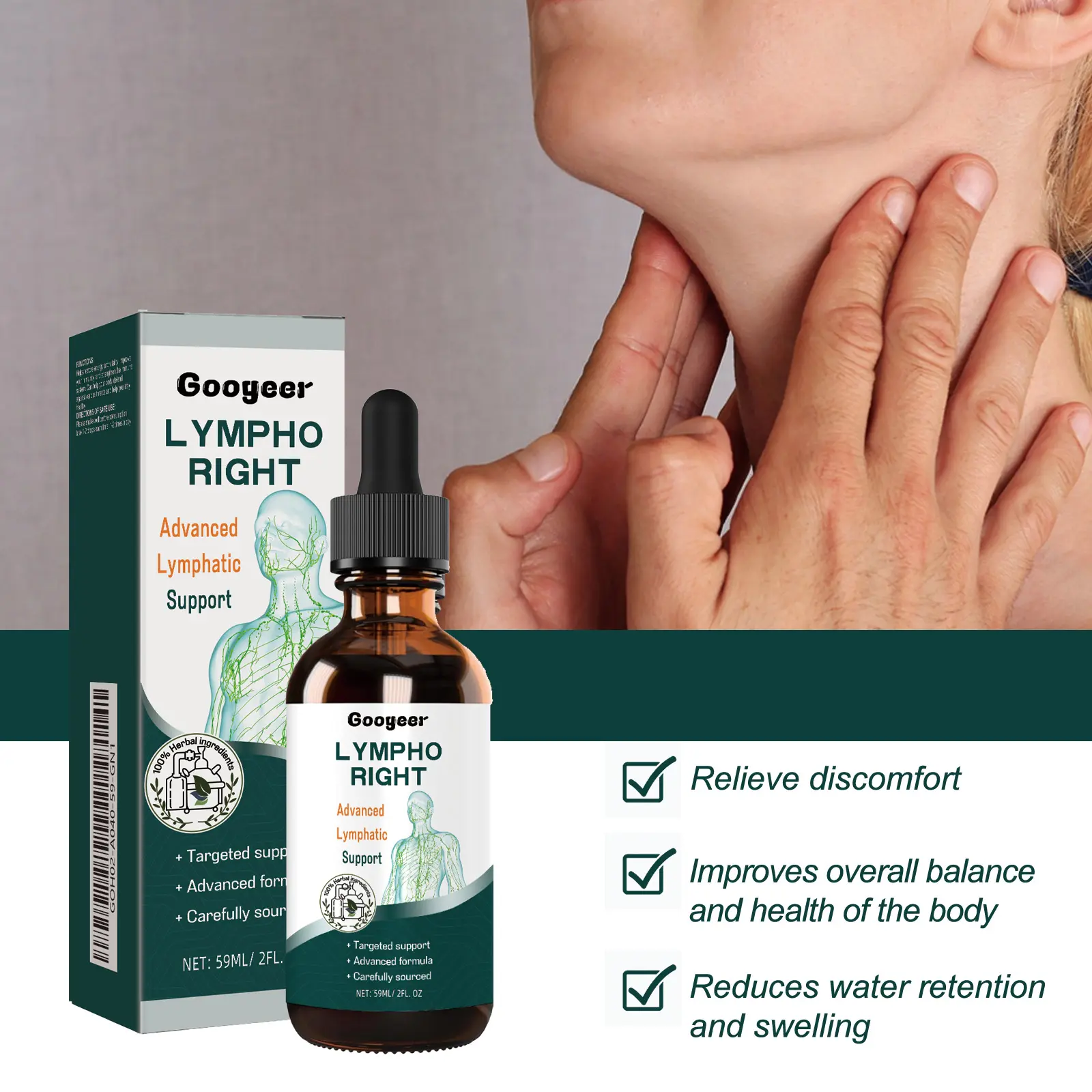 Herbal Supplement Drops for Lymphatic Support and Wellness 12 googeer herbal supplements lymphatic swelling GOH02 A040 59 GN1 4295