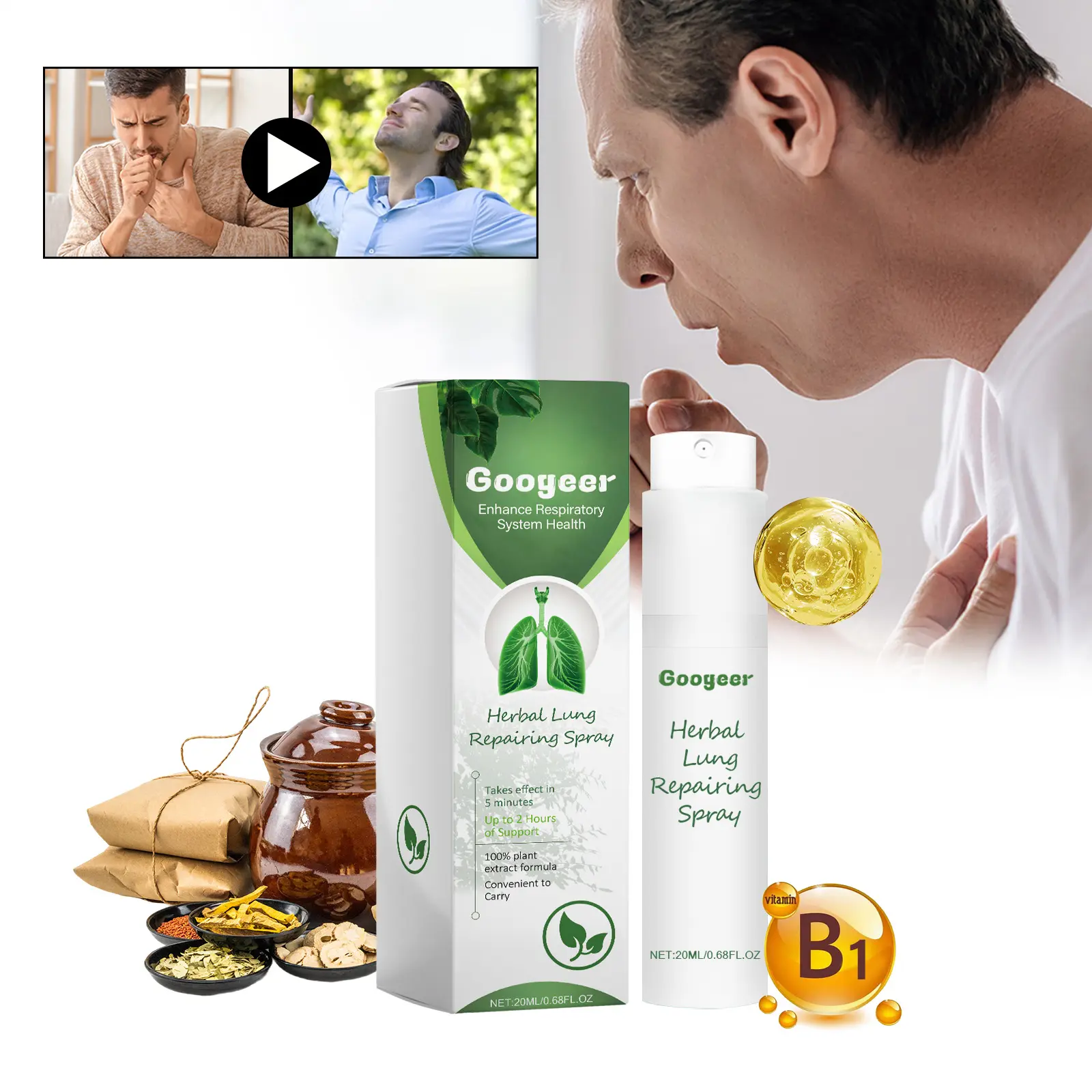 Herbal Soothing Spray for Throat & Respiratory Comfort - Googeer 8 googeer herbal treatment spray cough GOB03 A001 20 WH1 1249