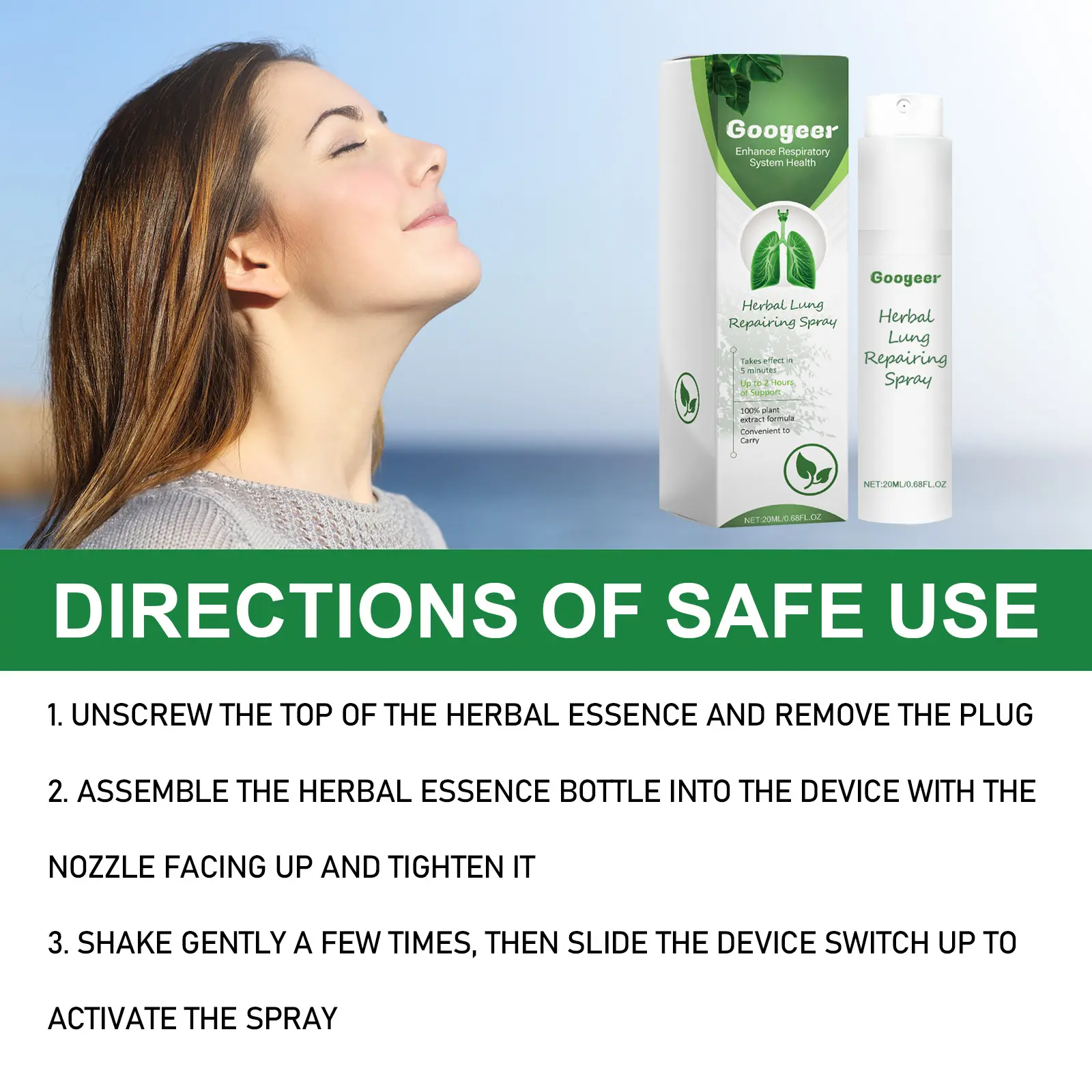 Herbal Soothing Spray for Throat & Respiratory Comfort - Googeer 10 googeer herbal treatment spray cough GOB03 A001 20 WH1 1251