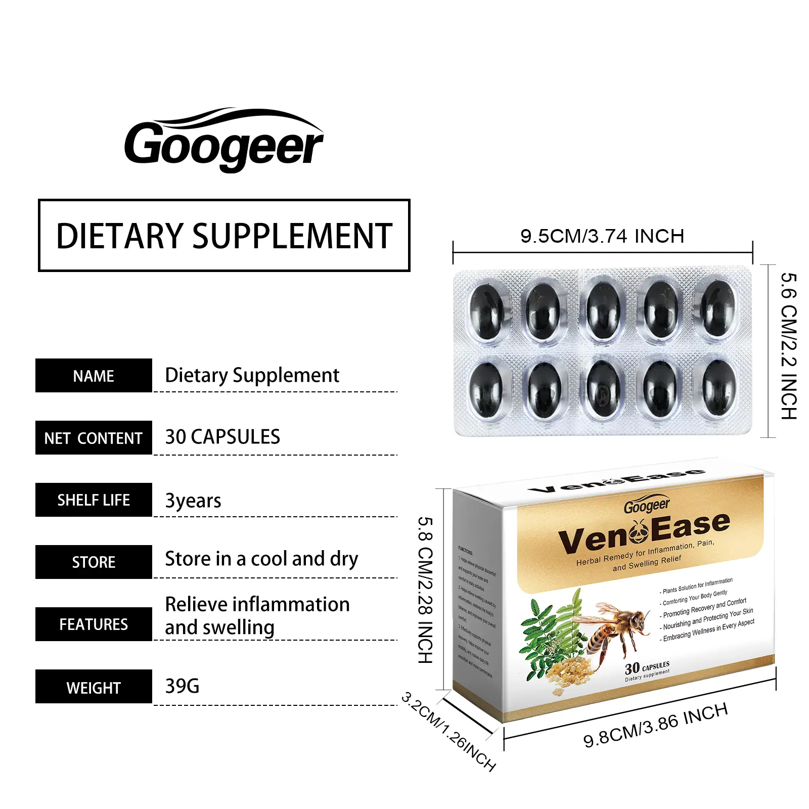Inflammation and Swelling Relief Capsules - Mobility & Comfort Support 7 googeer inflammation swelling relief capsules GO I02 0212 01 4732