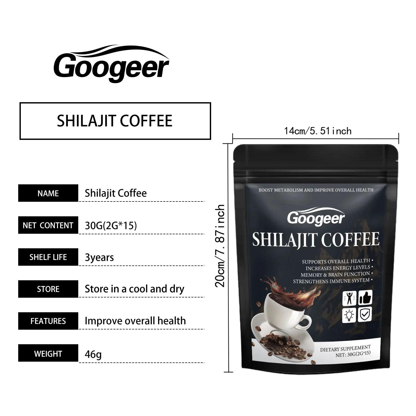 Instant Coffee with Xylitol - Low Calorie Sweetened Blend 7 googeer instant coffee powder health GO I03 0019 01 4720