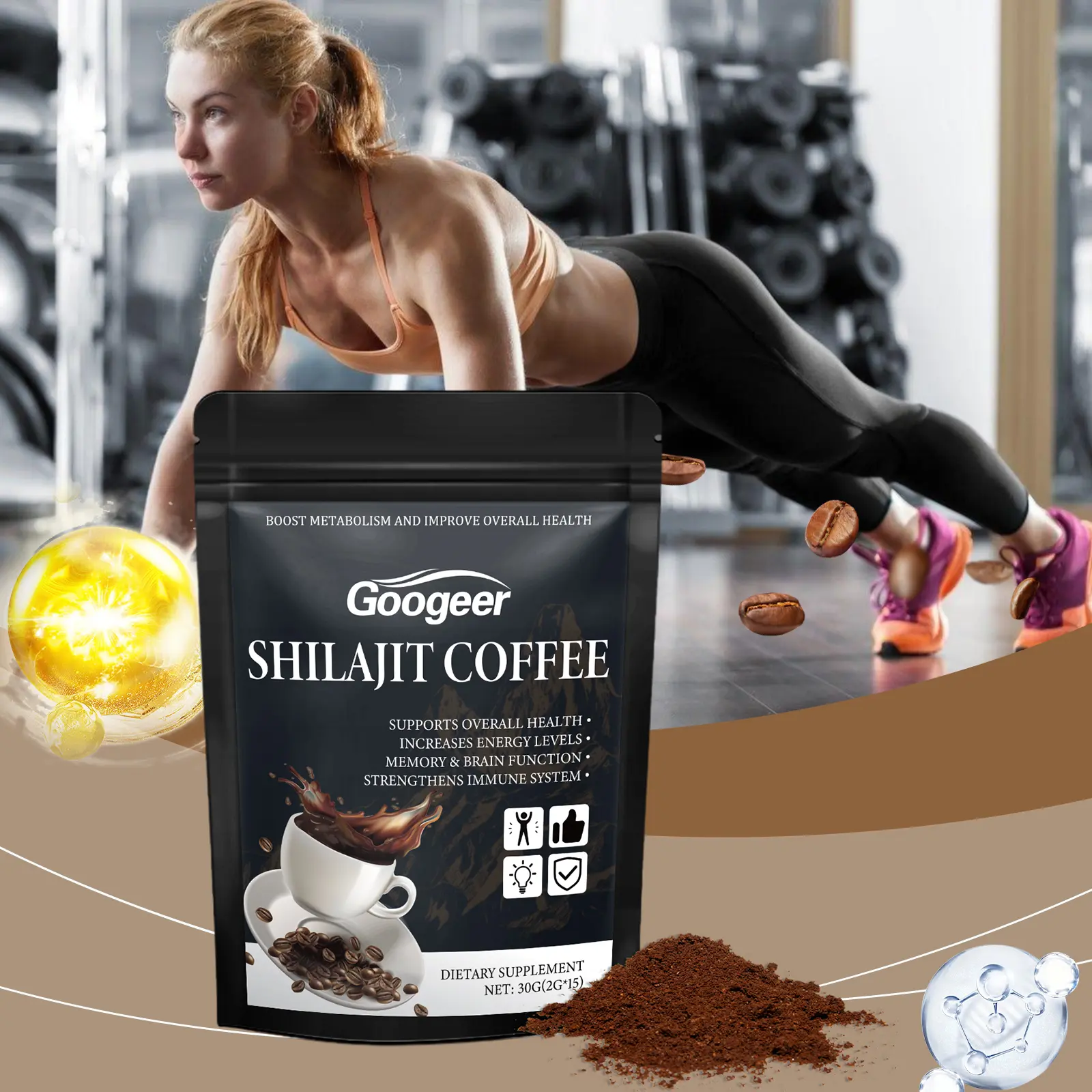 Instant Coffee with Xylitol - Low Calorie Sweetened Blend 8 googeer instant coffee powder health GO I03 0019 01 4721