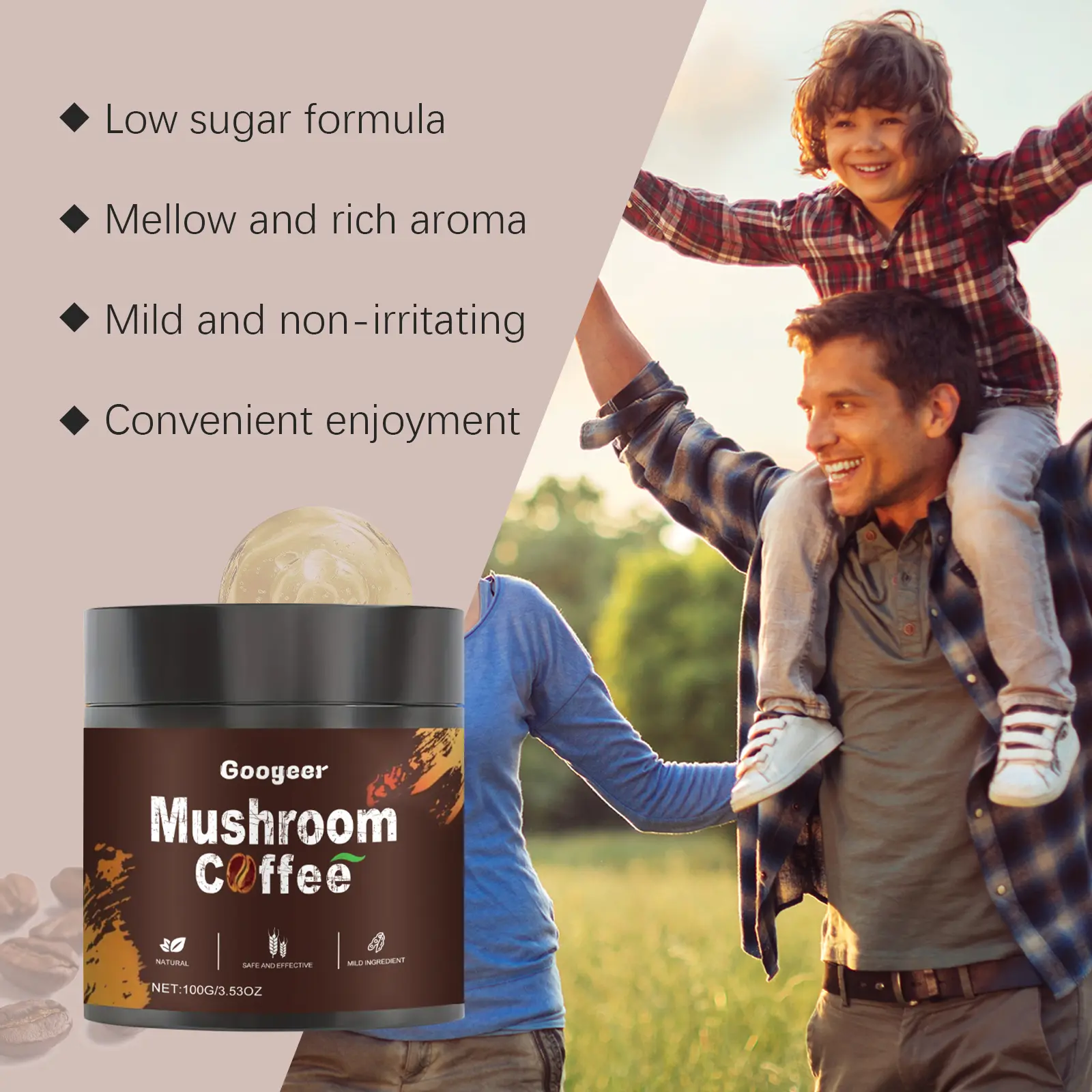 Instant Mushroom Coffee with Xylitol for Mellow Flavor - Googeer 11 googeer instant mushroom coffee entry GO I03 0005 02 621
