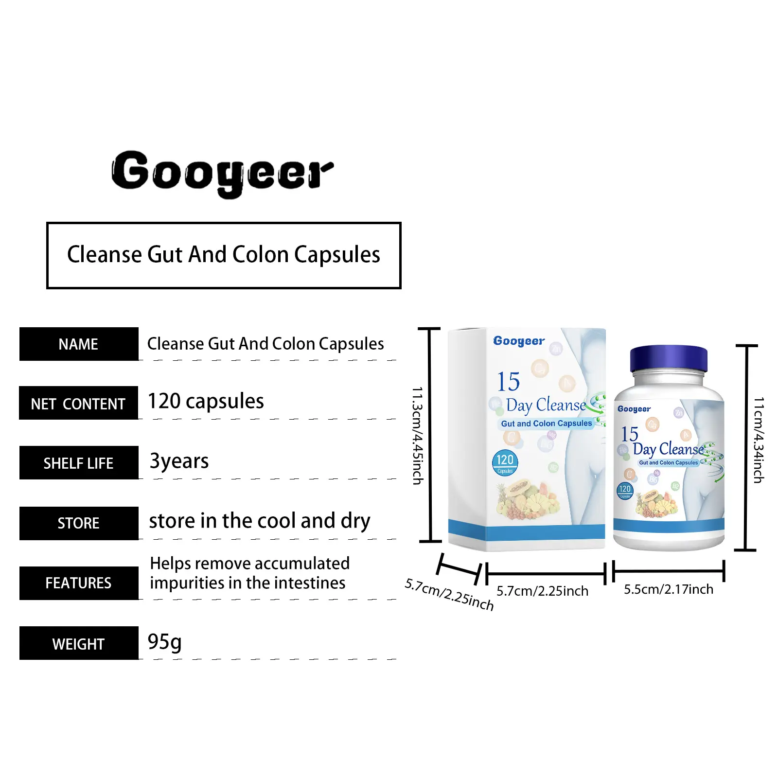 Intestinal and Colon Cleansing Capsules for Gut Health by Googeer 7 googeer intestinal cleansing capsule GOB07 A011 120 WH1 404