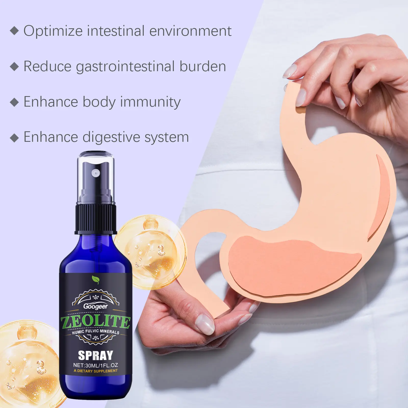 Gut Health Supplement Spray - Daily Digestive & Vitality Support 14 googeer intestinal health supplement sprays GO I03 0021 01 4760