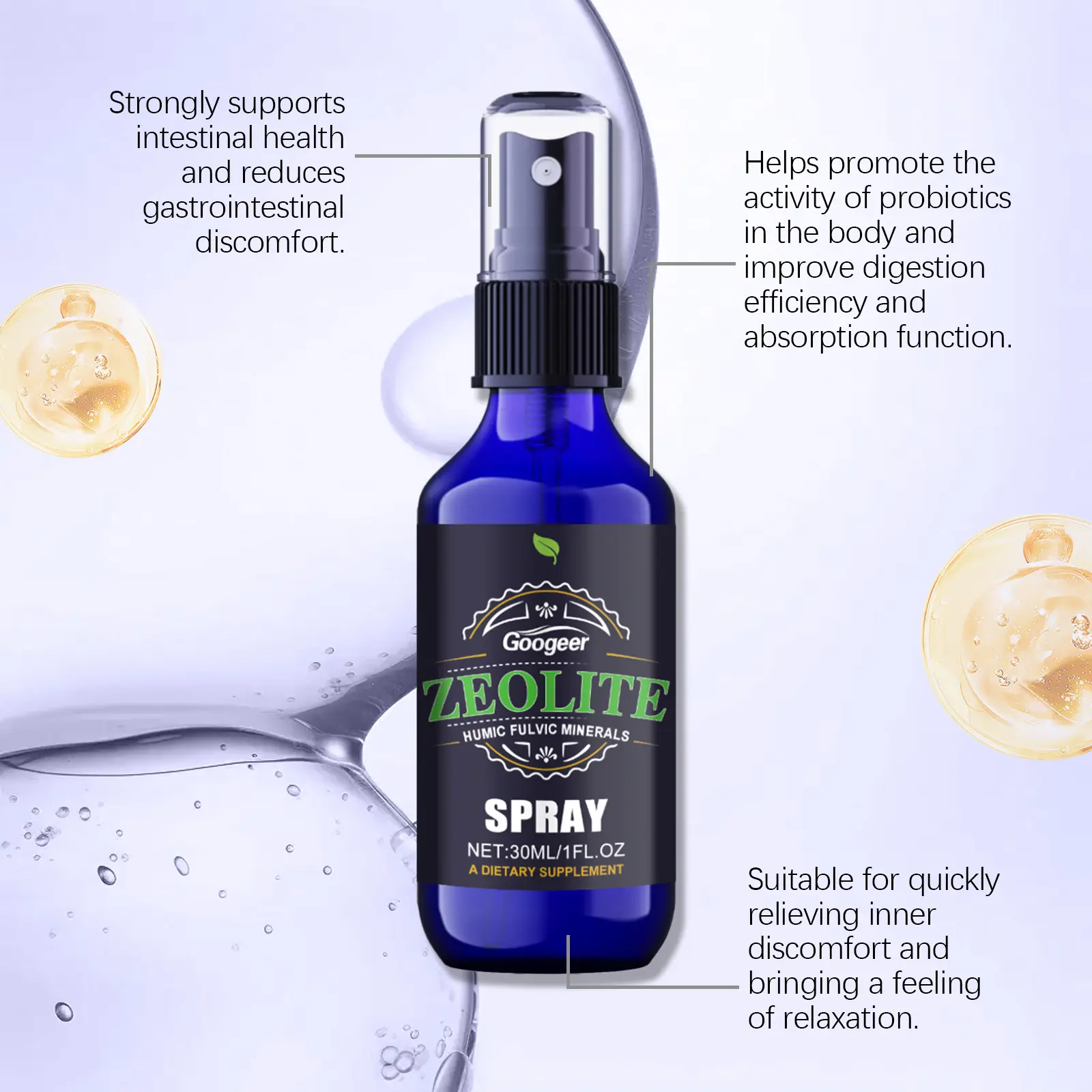 Gut Health Supplement Spray - Daily Digestive & Vitality Support 15 googeer intestinal health supplement sprays GO I03 0021 01 4761
