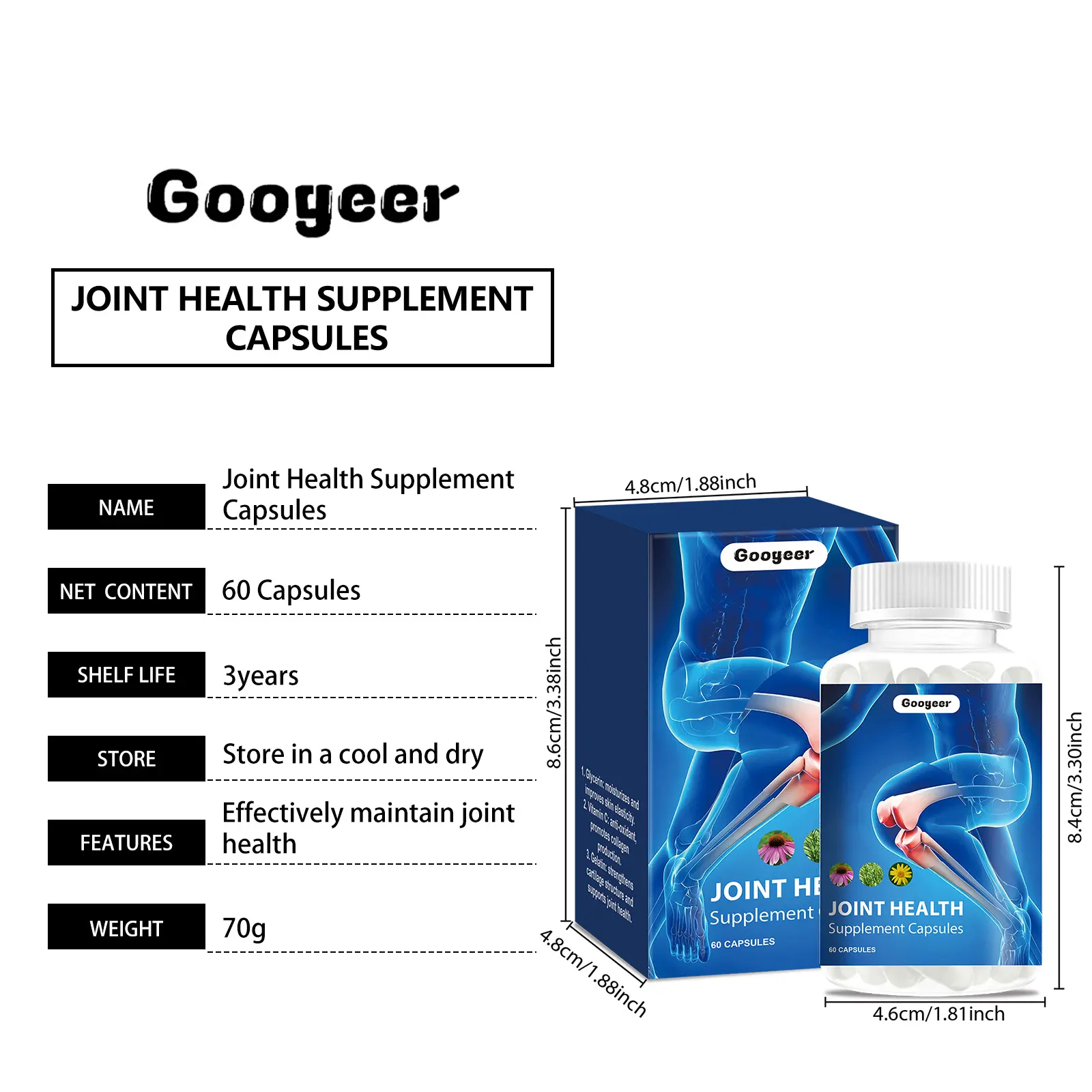 Joint Health Supplement Capsules for Flexibility & Support - Googeer 7 googeer joint health supplement capsules GO I02 0170 01 542