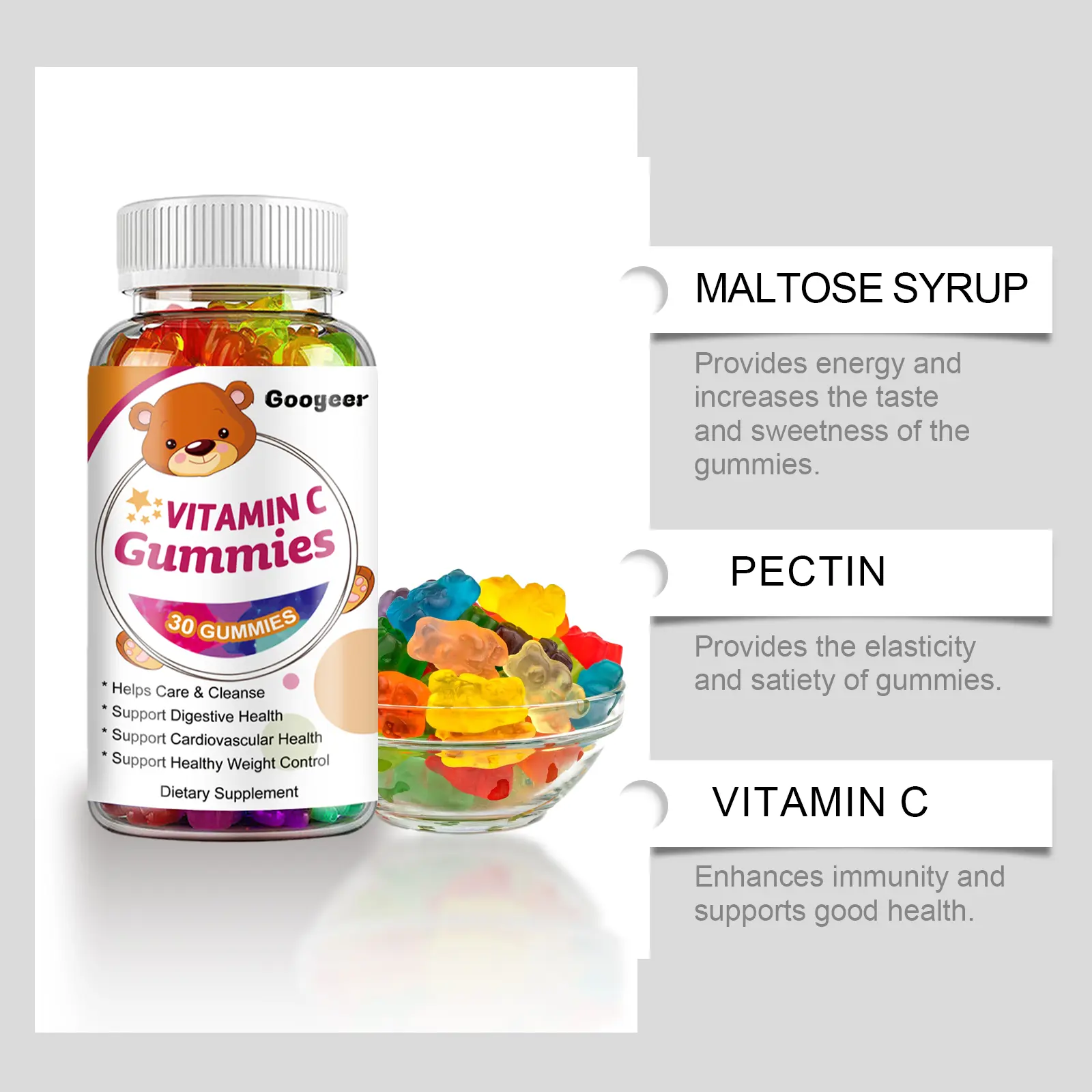 Ketogenic Vitamin C Gummies Dietary Supplement - Googeer 14 googeer ketogenic fat burning gummies GOB08 A001 30 WH1 2959