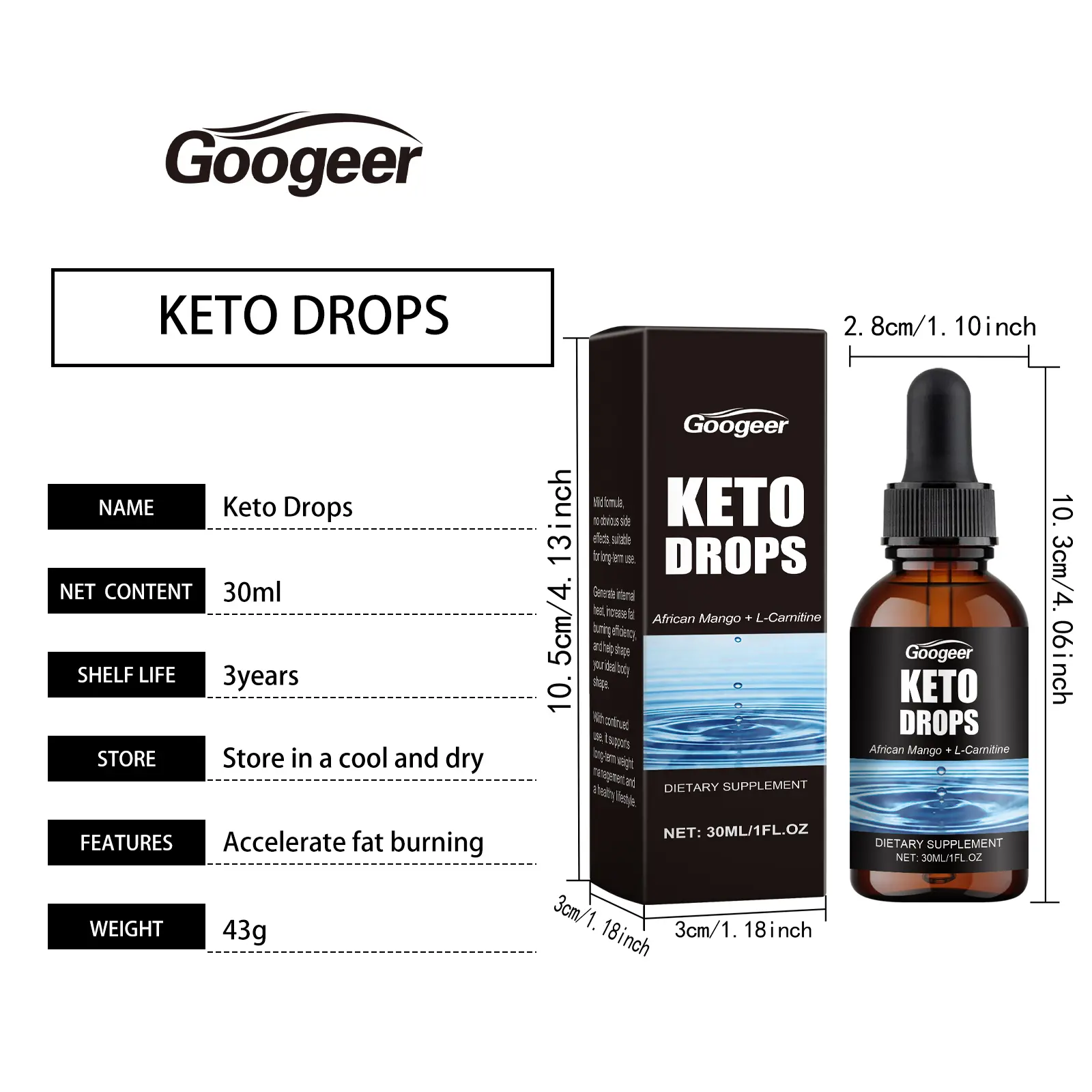 Ketone Drops Oral Liquid Supplement with Mint Extract | Googler 7 googeer ketone drops oral liquid GO I02 0205 01 964