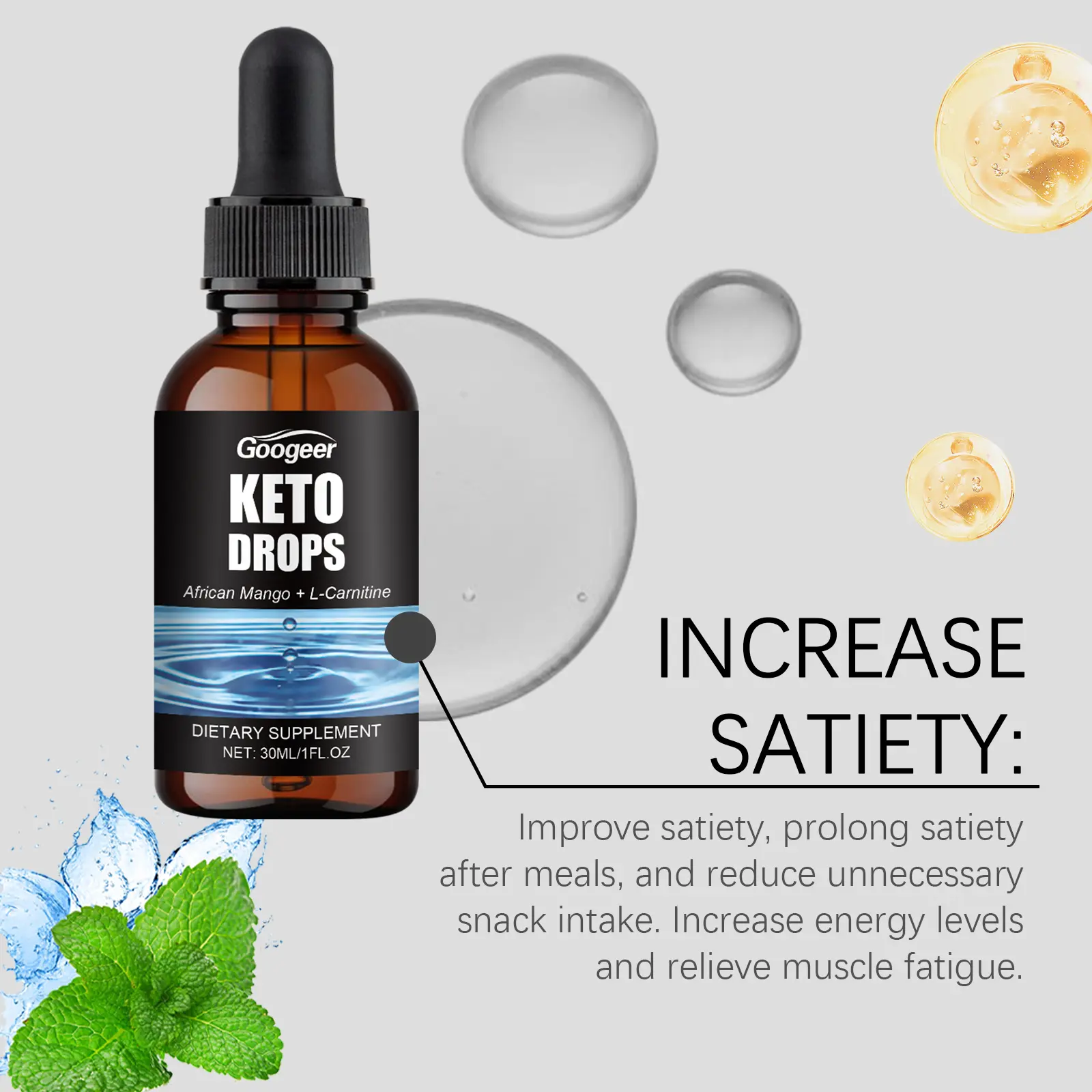 Ketone Drops Oral Liquid Supplement with Mint Extract | Googler 11 googeer ketone drops oral liquid GO I02 0205 01 966