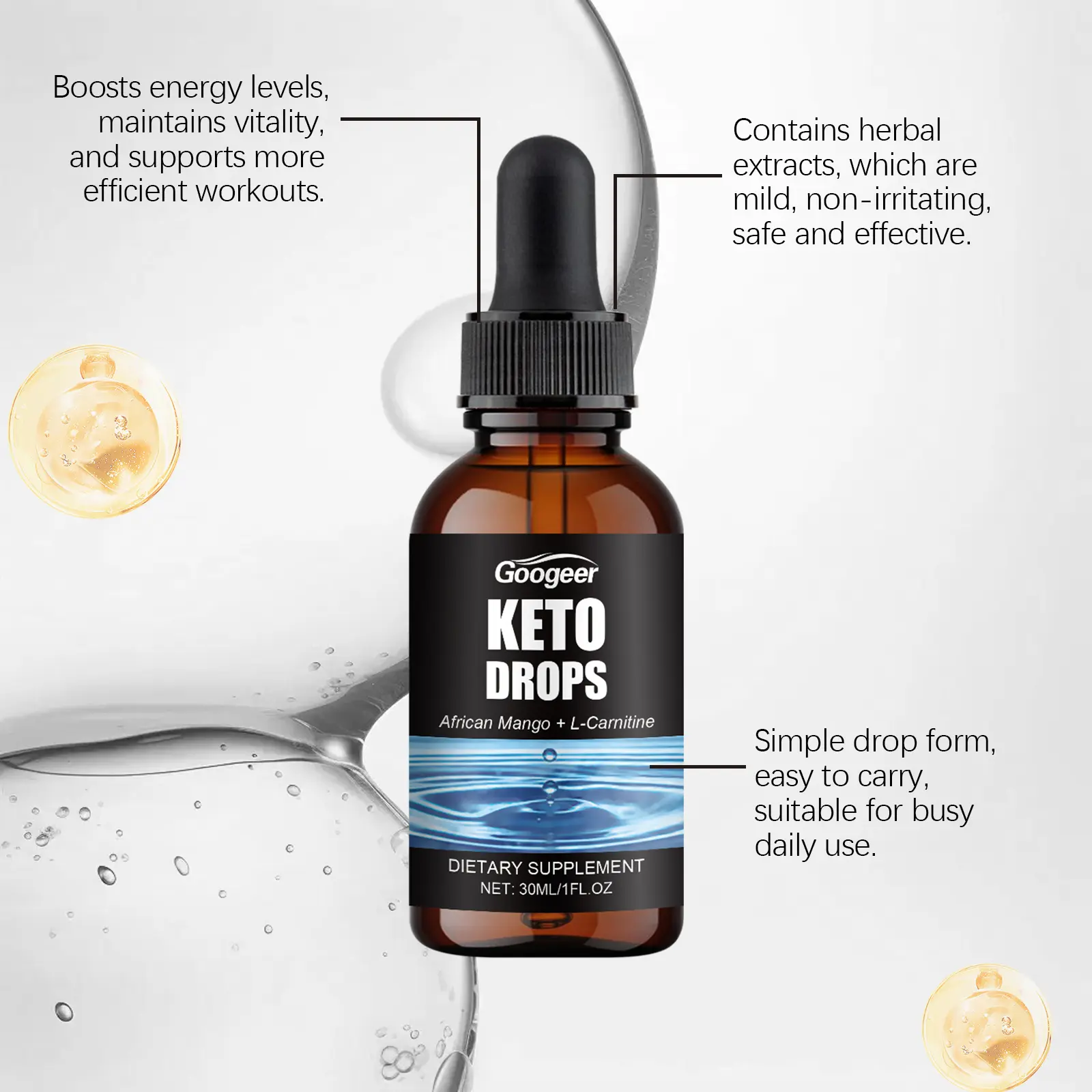 Ketone Drops Oral Liquid Supplement with Mint Extract | Googler 14 googeer ketone drops oral liquid GO I02 0205 01 968