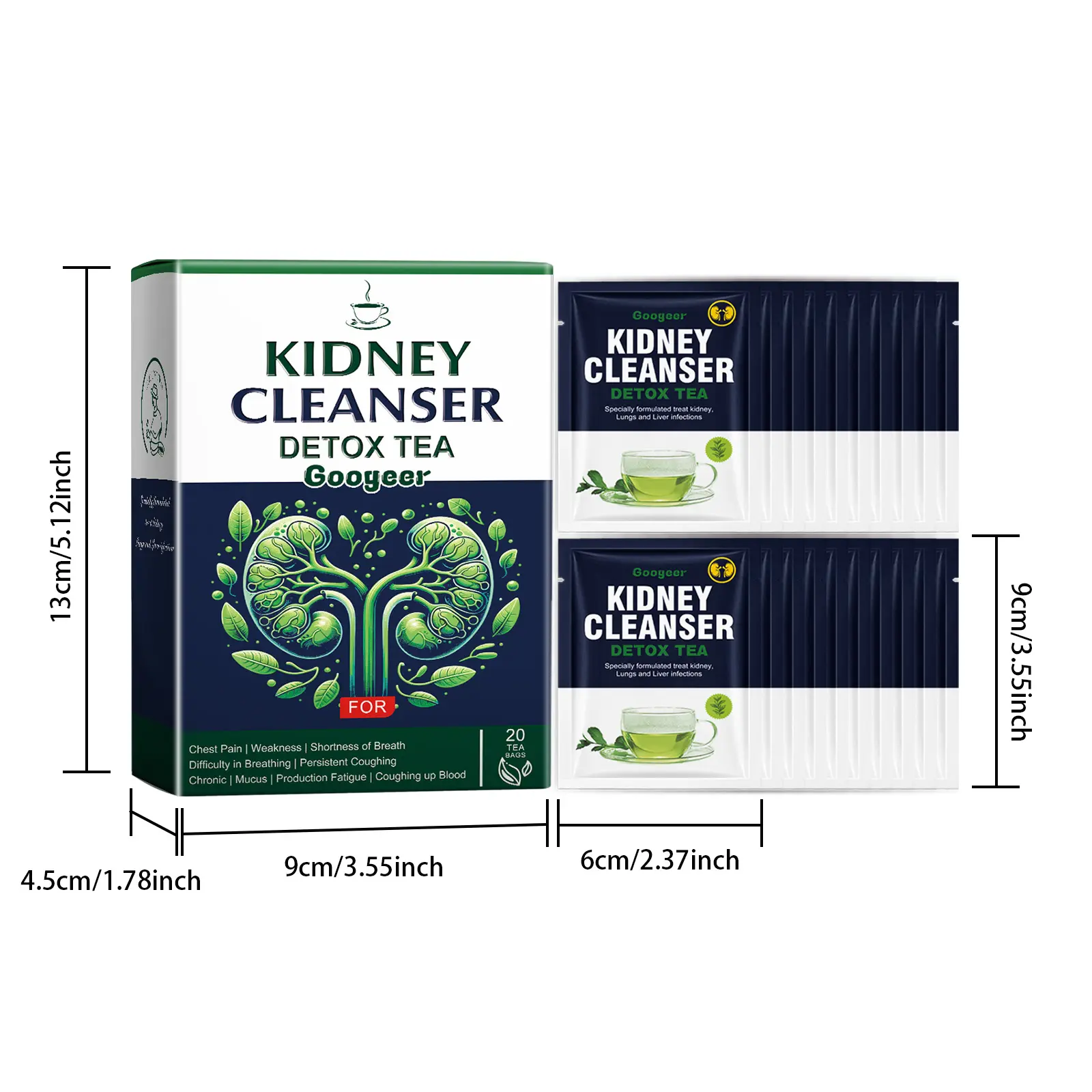 Googeer Herbal Tea with Green Tea - Soothing Blend & Individually Wrapped 8 googeer kidney cleansing detox tea GOB07 A033 20 WH1 2376