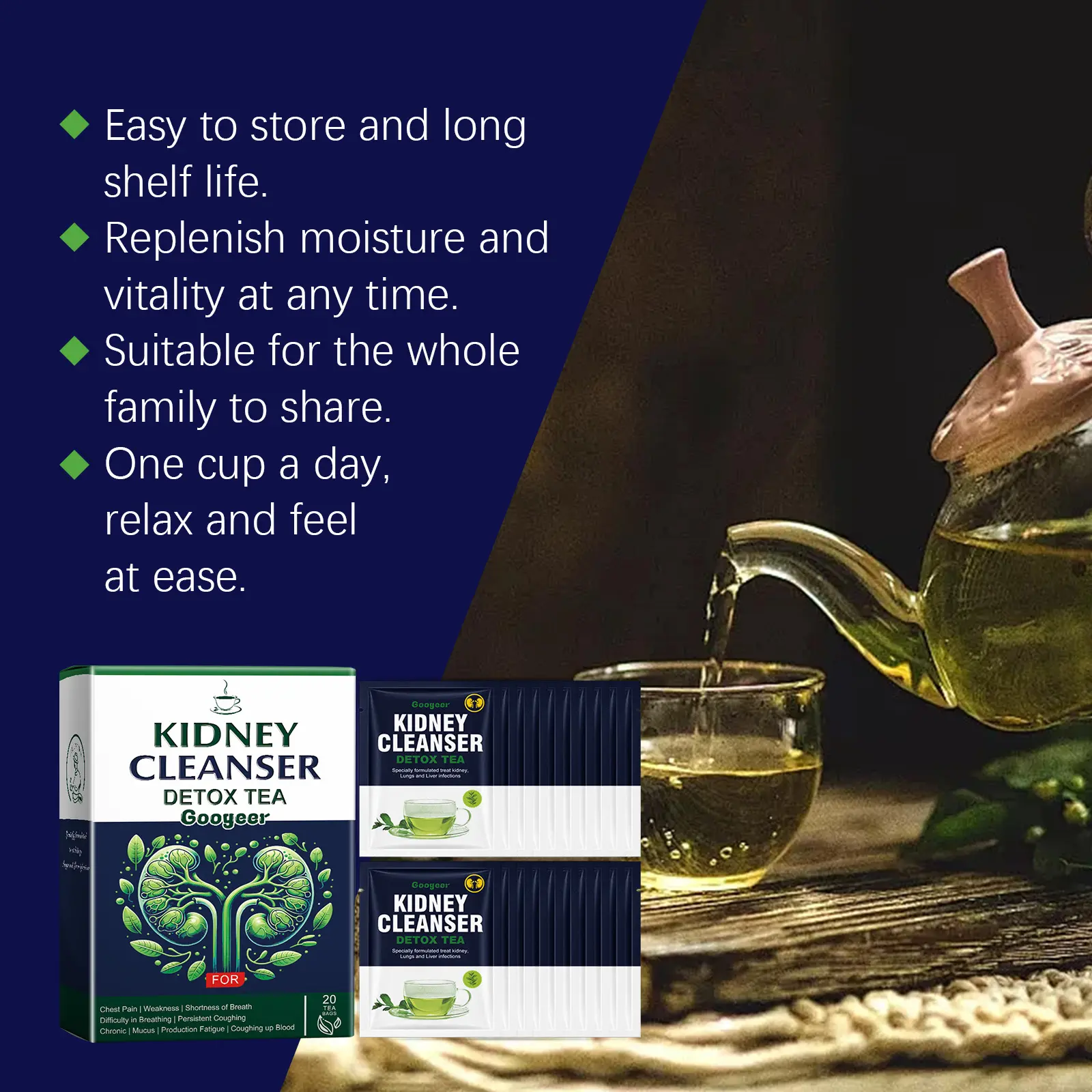 Googeer Herbal Tea with Green Tea - Soothing Blend & Individually Wrapped 15 googeer kidney cleansing detox tea GOB07 A033 20 WH1 2383