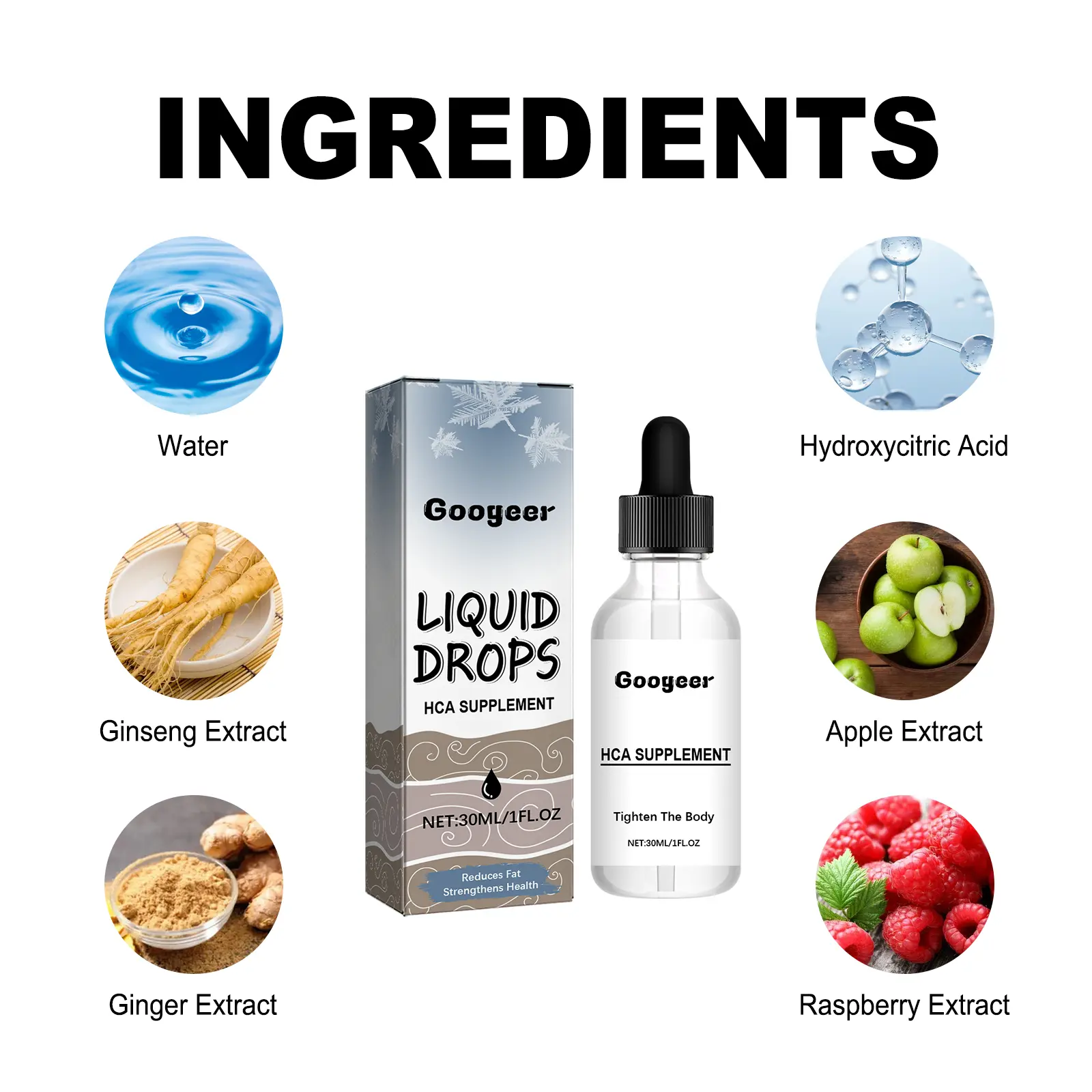 HCA Supplement Liquid Drops for Body Toning and Slimming - Googer 9 googeer liquid drops hca supplement toning GOI02 A006 30 MX1 1712