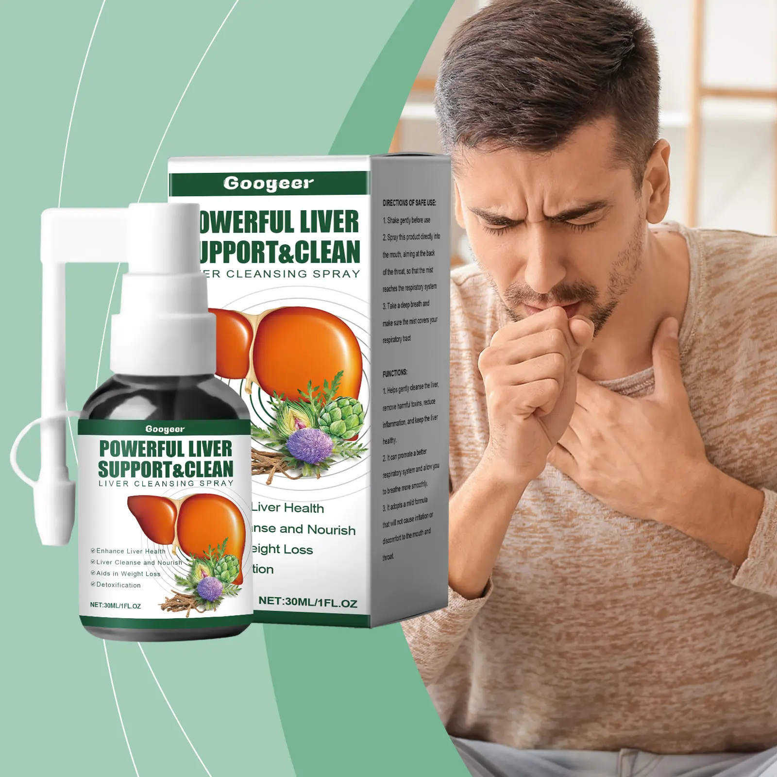 Liver Support Spray - Herbal Nutritional Supplement - Googer 2 googeer liver cleansing spray body GO I02 0162 01 3756
