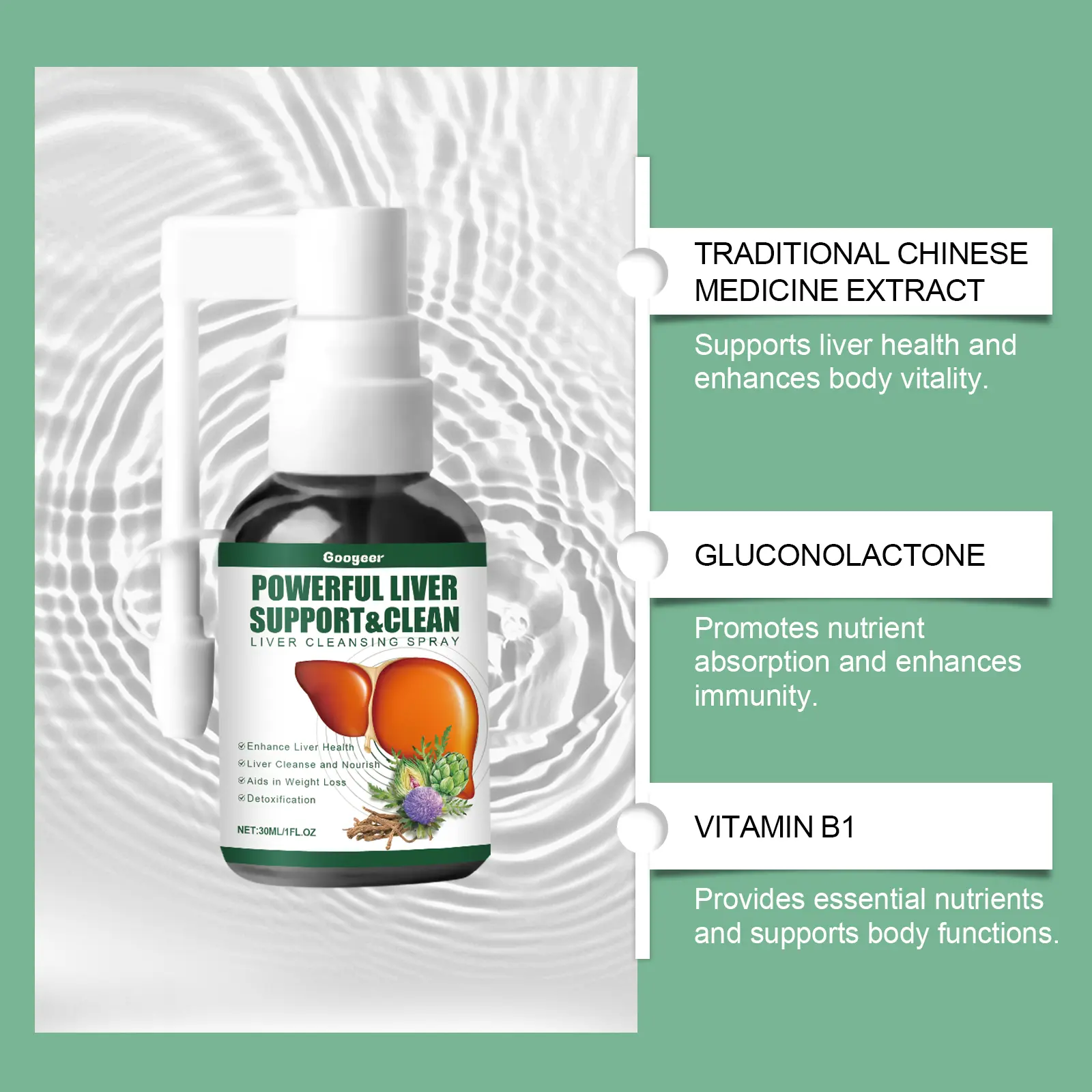 Liver Support Spray - Herbal Nutritional Supplement - Googer 5 googeer liver cleansing spray body GO I02 0162 01 3759