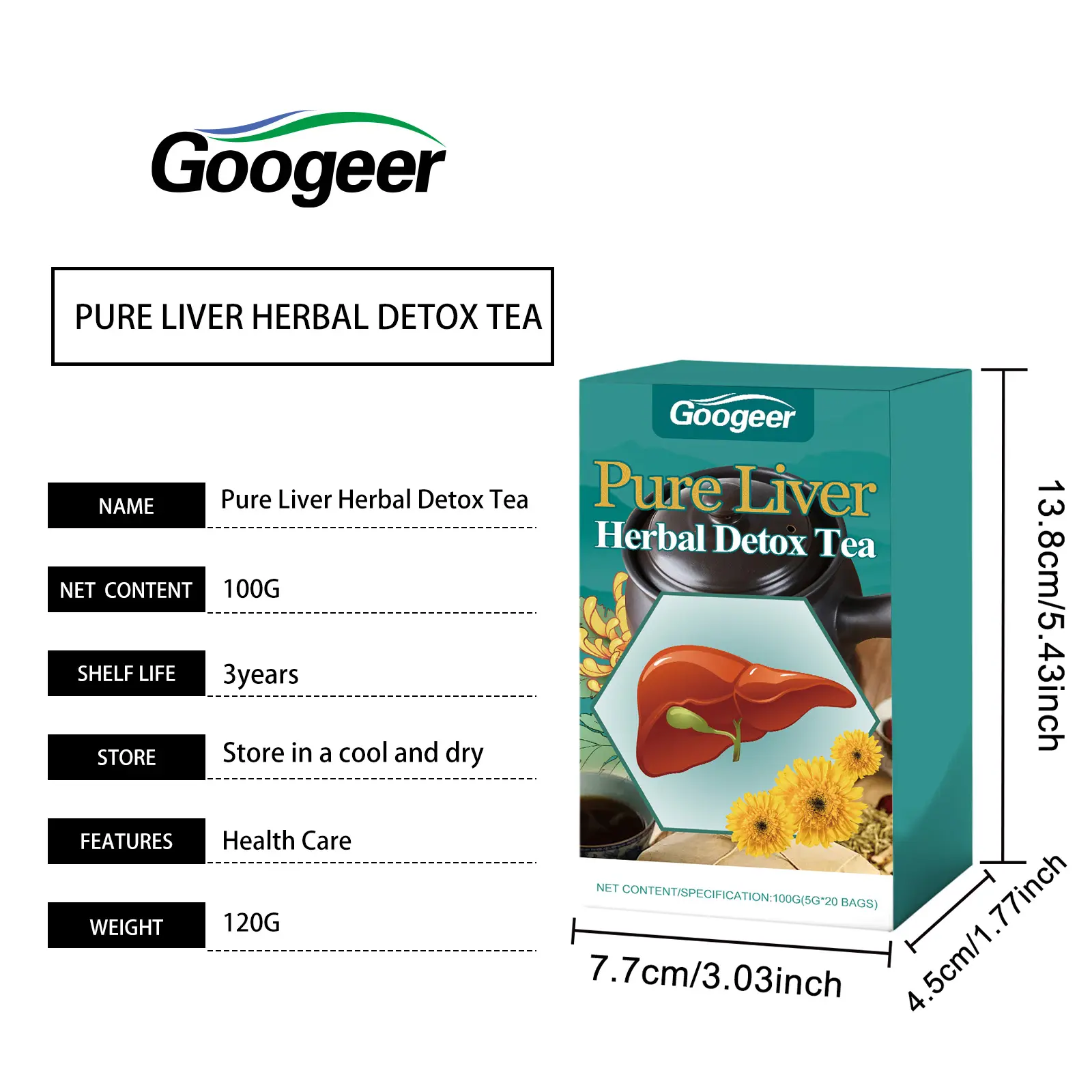 Liver Herbal Tea with Gardenia and Chrysanthemum - Googer 7 googeer liver herbal detox tea GO I01 0022 01 84