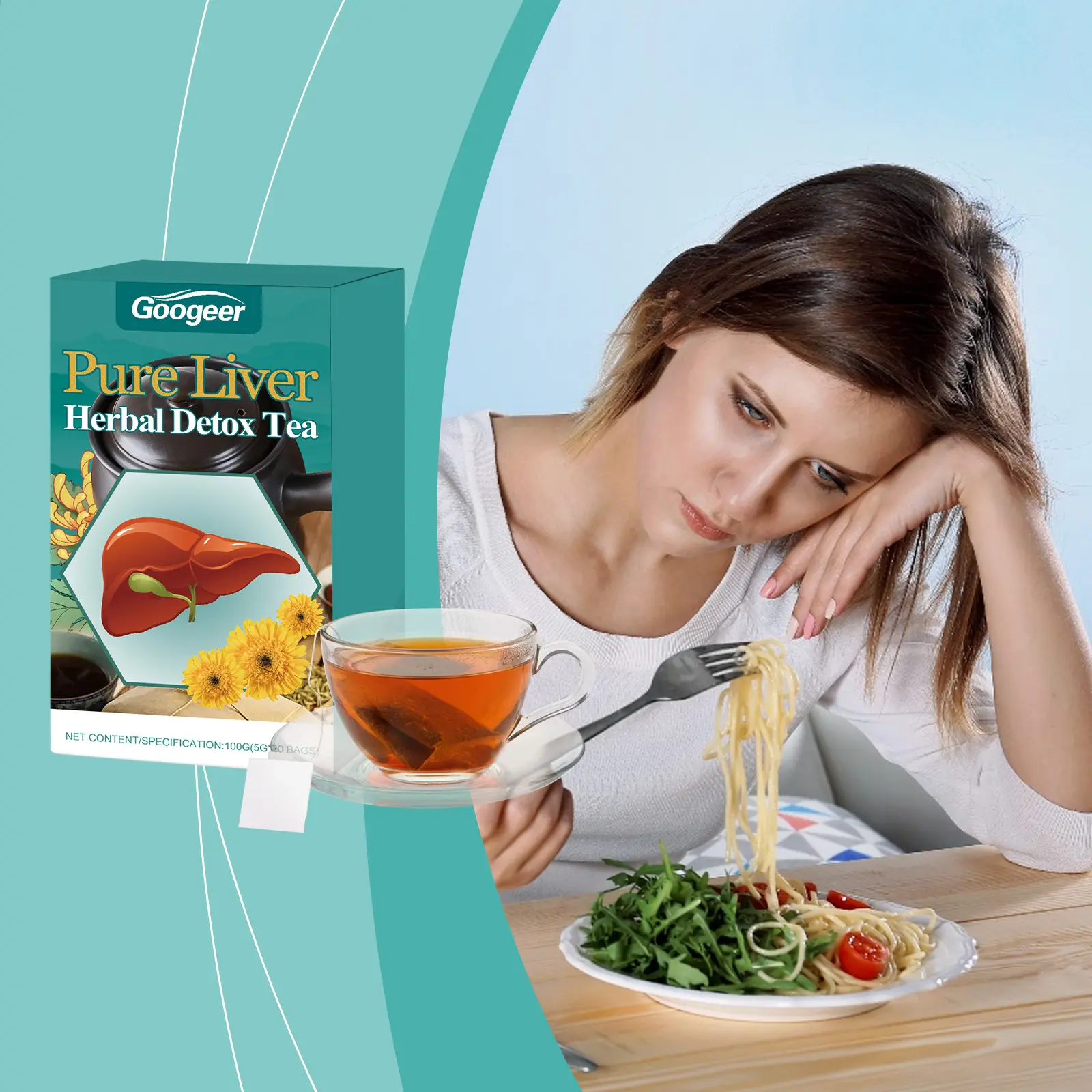 Liver Herbal Tea with Gardenia and Chrysanthemum - Googer 8 googeer liver herbal detox tea GO I01 0022 01 85