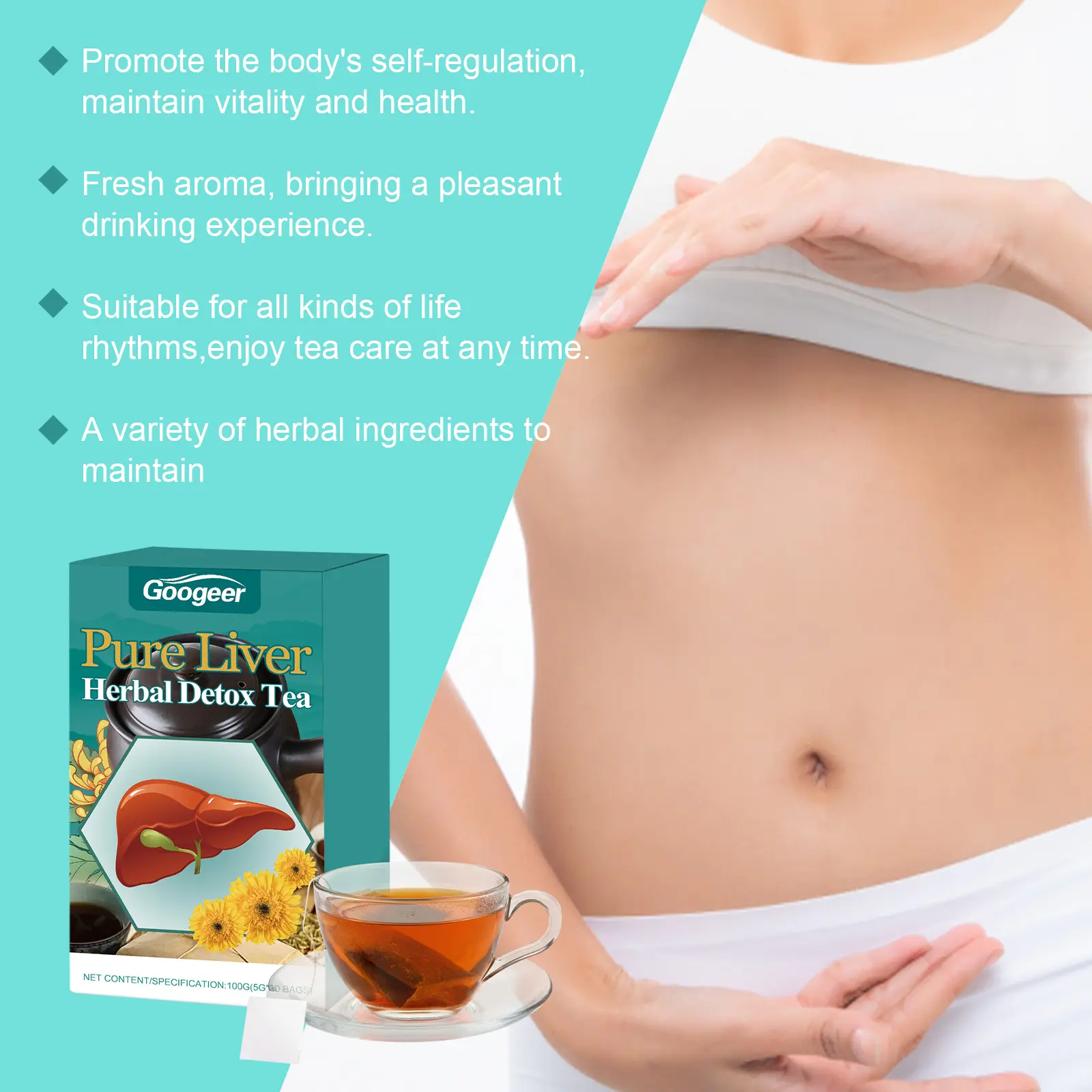 Liver Herbal Tea with Gardenia and Chrysanthemum - Googer 15 googeer liver herbal detox tea GO I01 0022 01 89