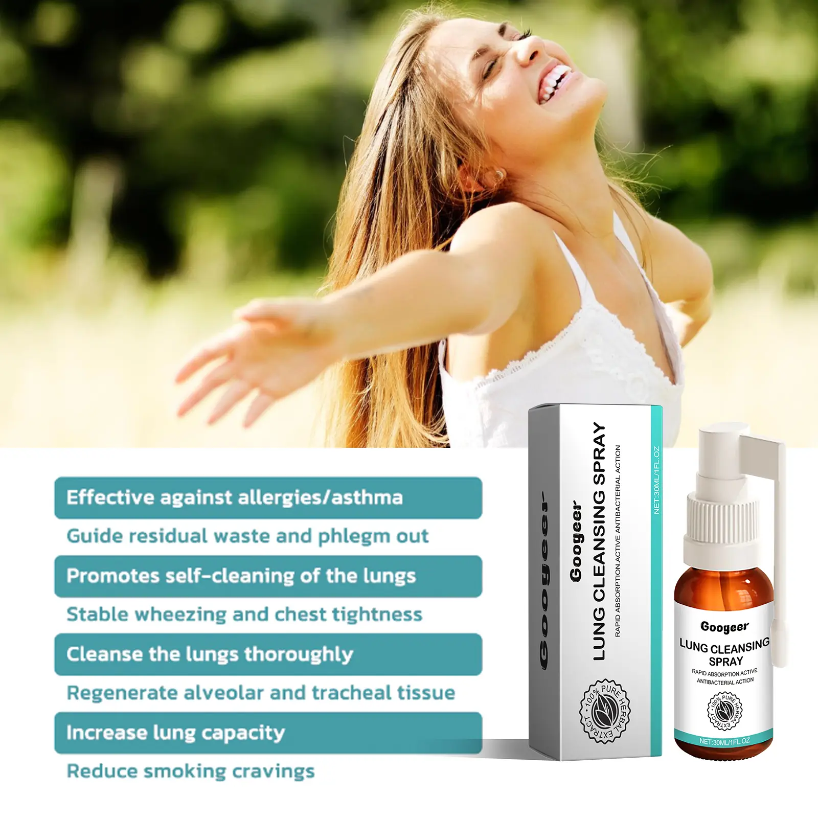 Throat Spray for Soothing Relief with Eucalyptus & Peppermint - Googeer 12 googeer lung cleansing spray throat GOB07 A002 30 WH1 594