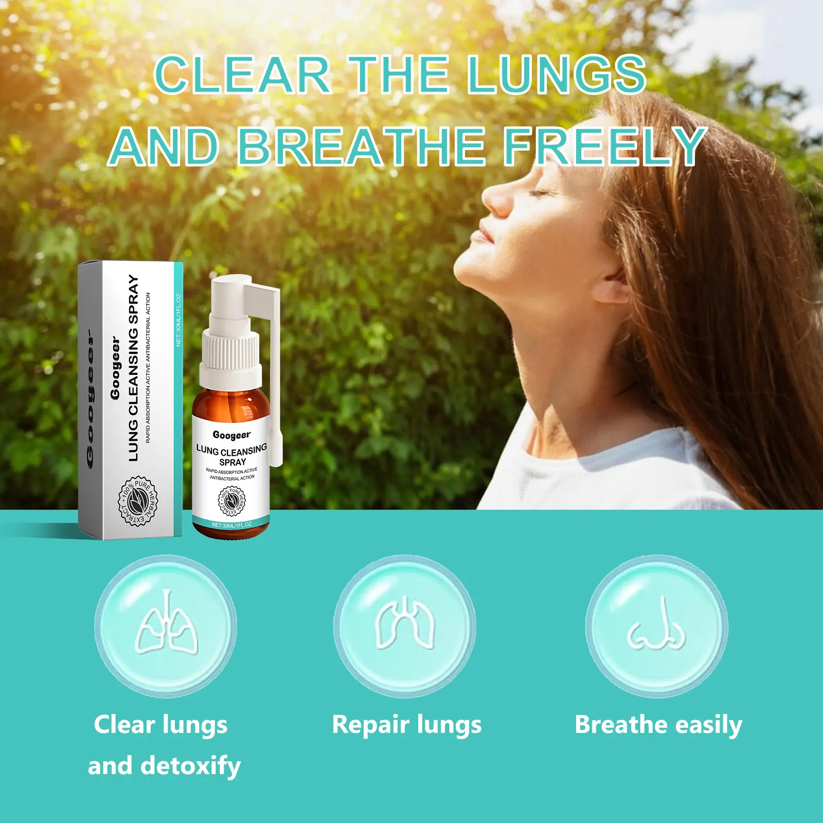 Throat Spray for Soothing Relief with Eucalyptus & Peppermint - Googeer 14 googeer lung cleansing spray throat GOB07 A002 30 WH1 596