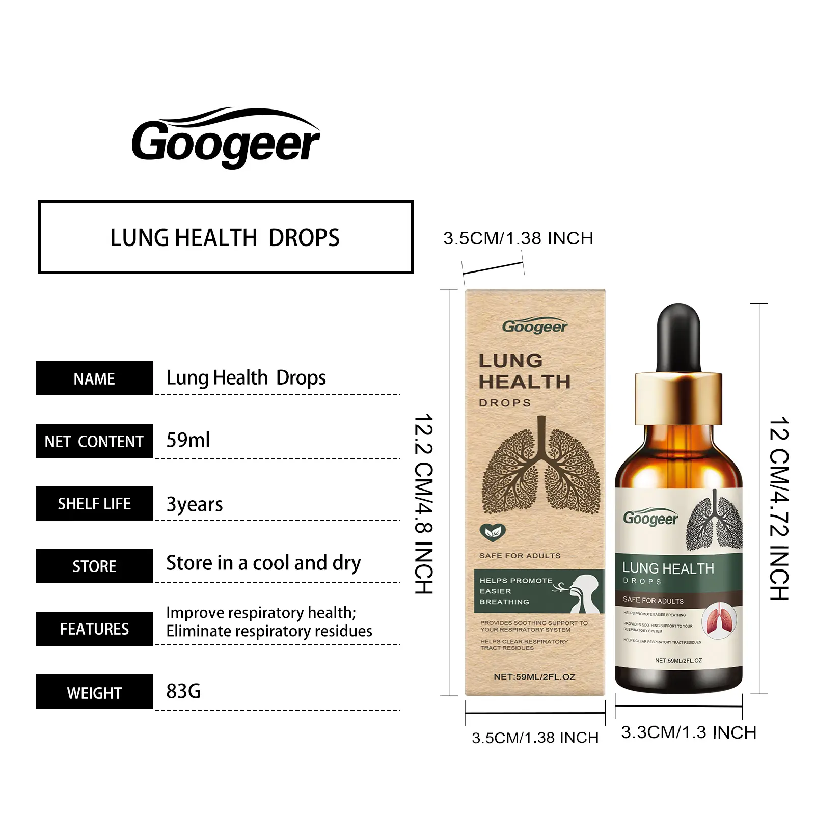 Lung Clearing Dietary Supplement for Wellness Support - Googeer 7 googeer lung clearing dietary supplements GO I02 0199 01 186