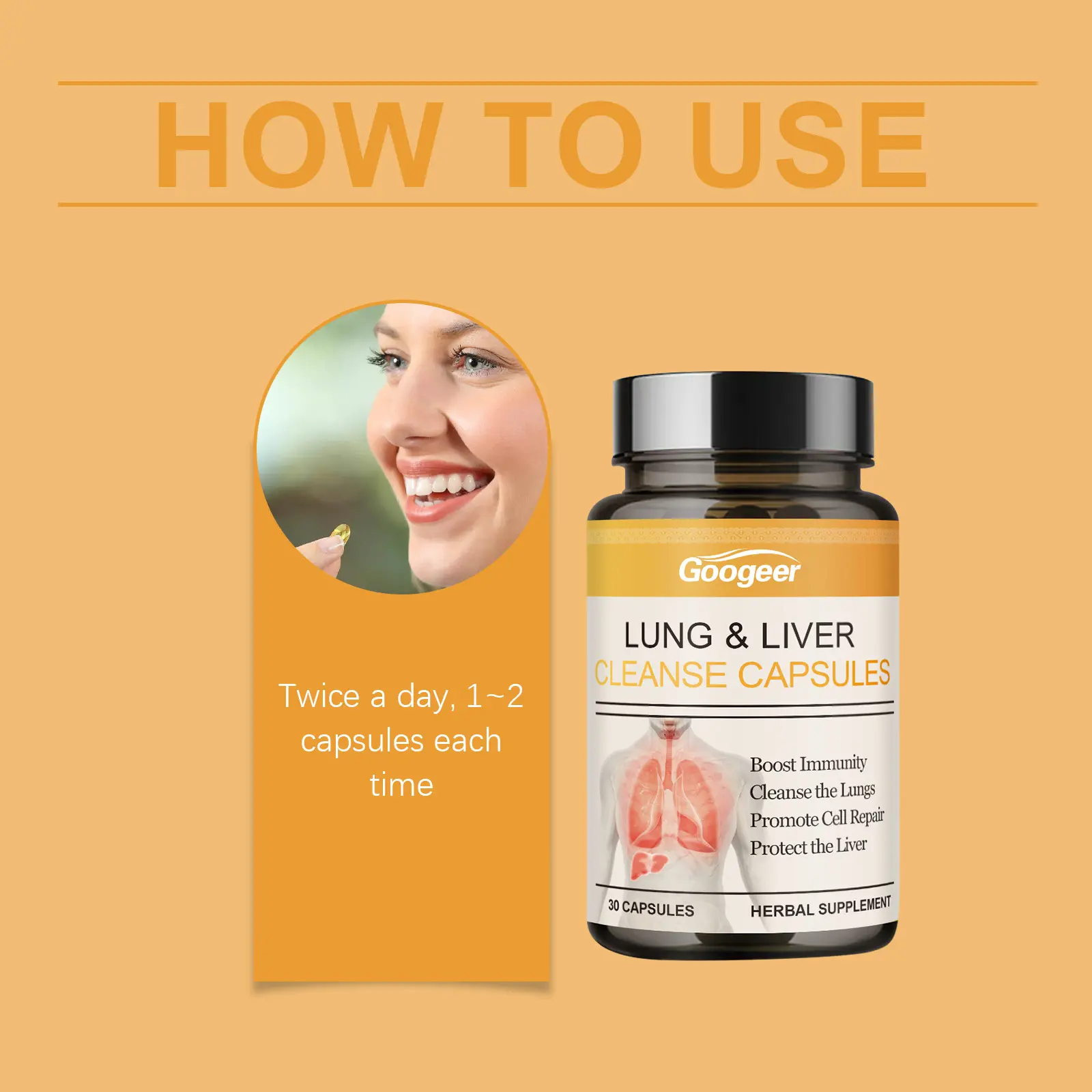 Herbal Lung and Liver Support Capsules for Respiratory Wellness 10 googeer lung liver clearing herbal capsules GO I02 0209 01 4975