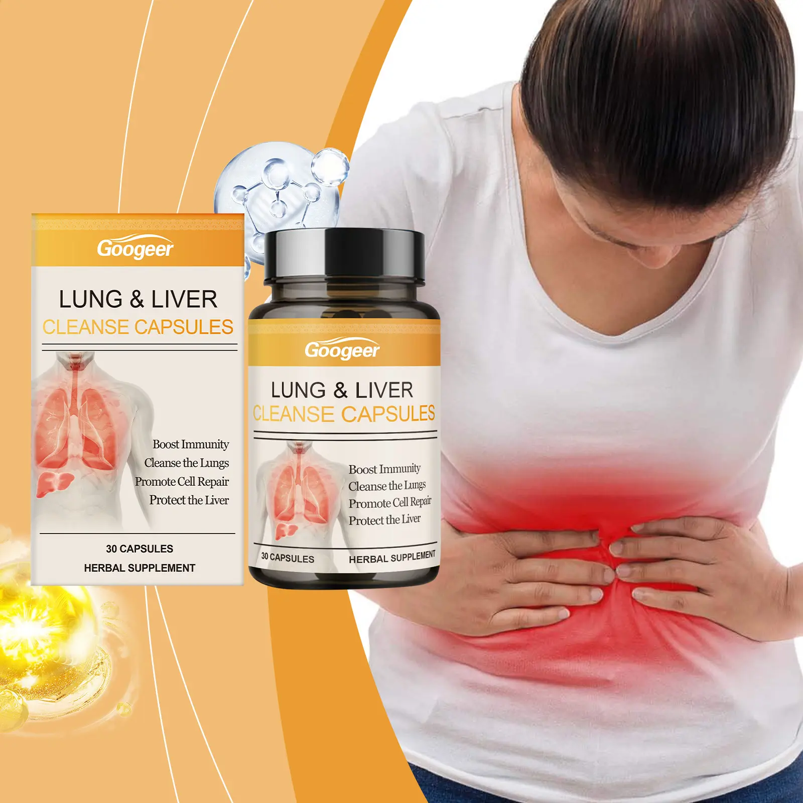 Herbal Lung and Liver Support Capsules for Respiratory Wellness 8 googeer lung liver clearing herbal capsules GO I02 0209 01 4976