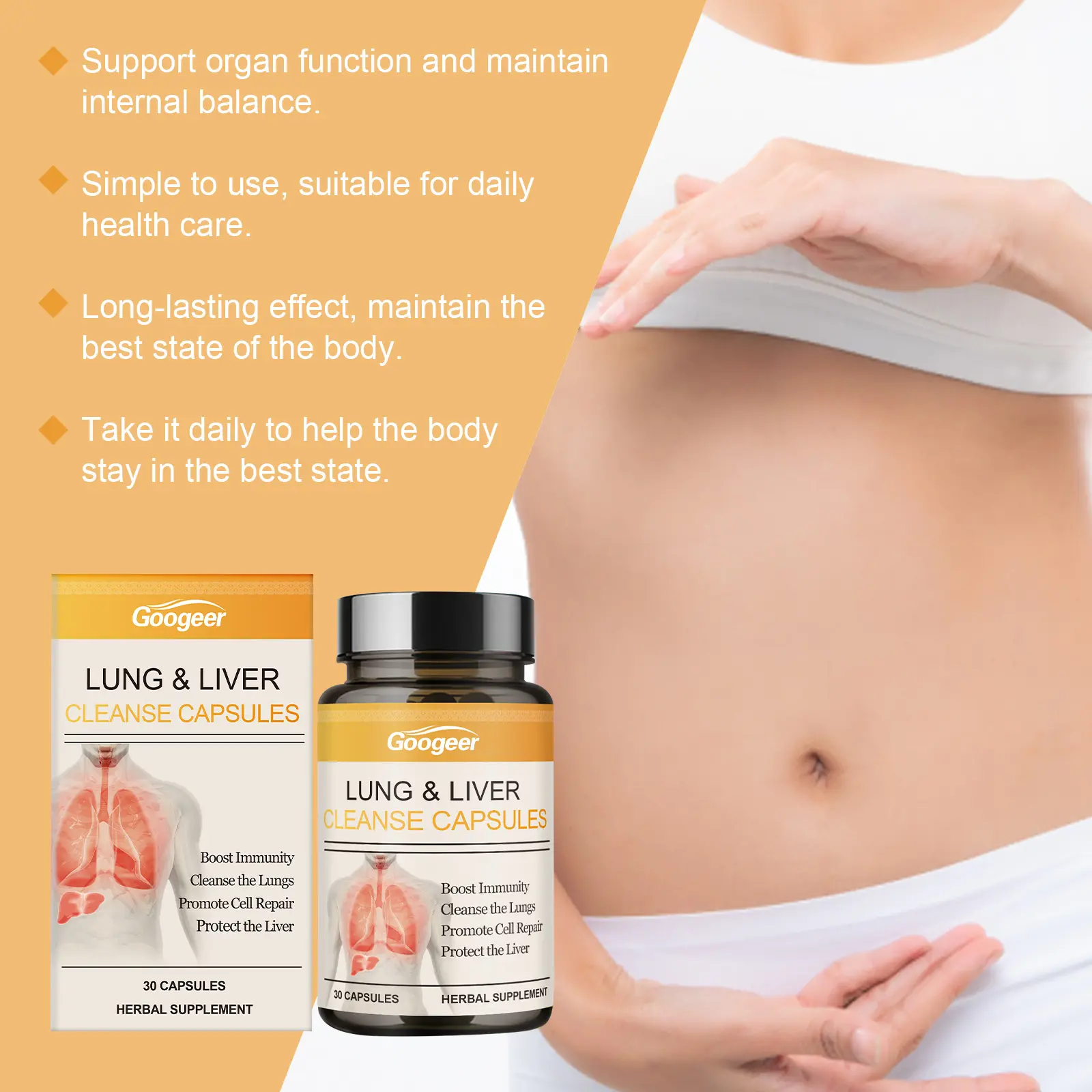 Herbal Lung and Liver Support Capsules for Respiratory Wellness 11 googeer lung liver clearing herbal capsules GO I02 0209 01 4977
