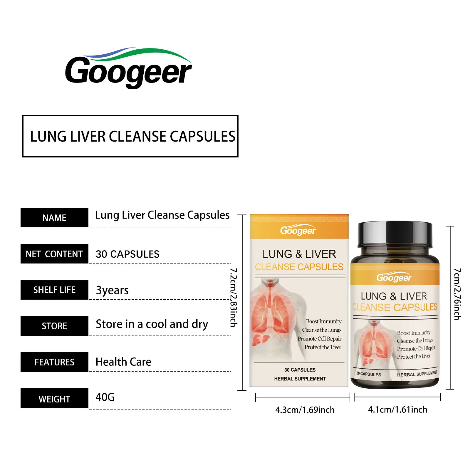 Herbal Lung and Liver Support Capsules for Respiratory Wellness 7 googeer lung liver clearing herbal capsules GO I02 0209 01 5771