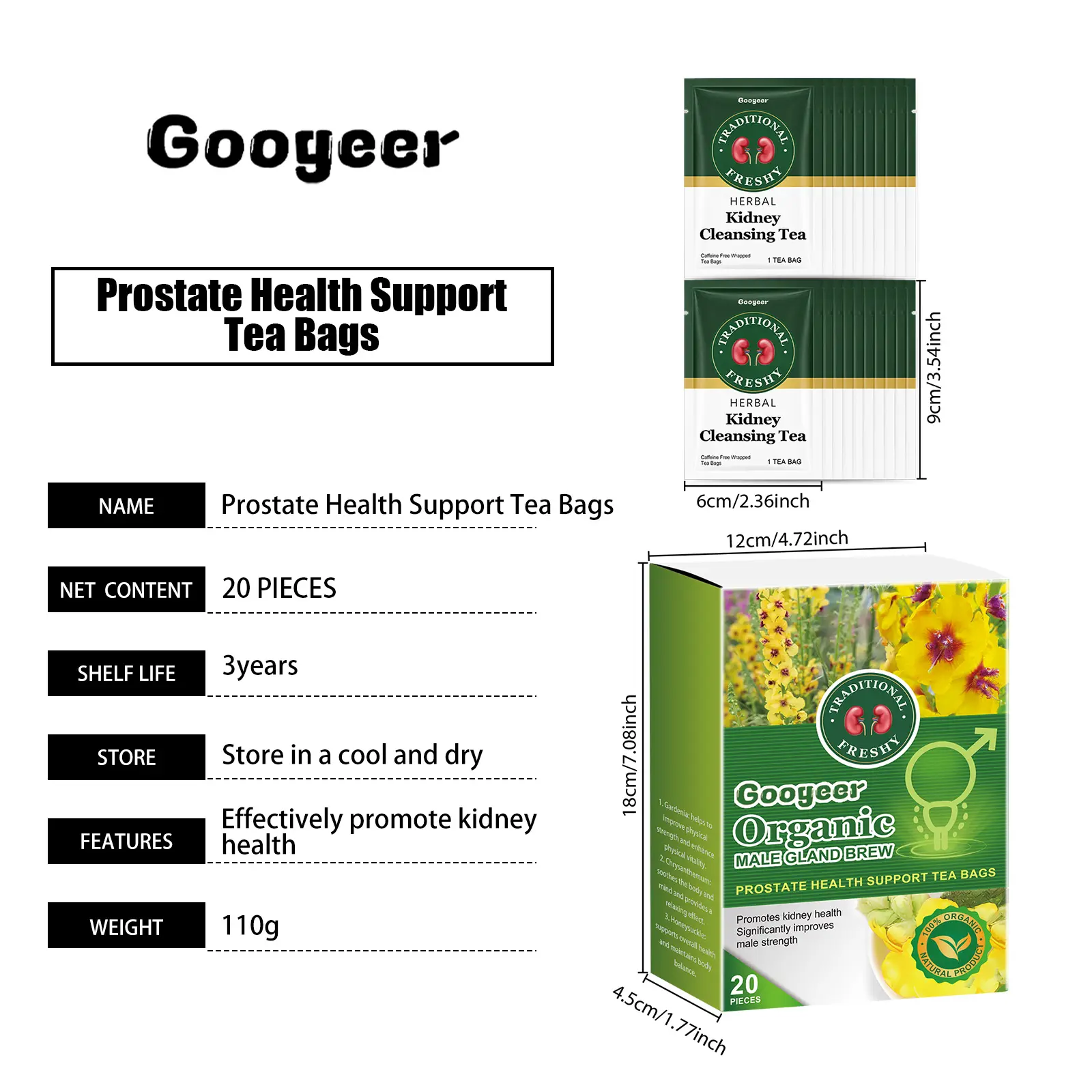 Herbal Tea for Men with Licorice and Orange Peel - Googeer 7 googeer male function brewed tea prostate GO I01 0016 01 802