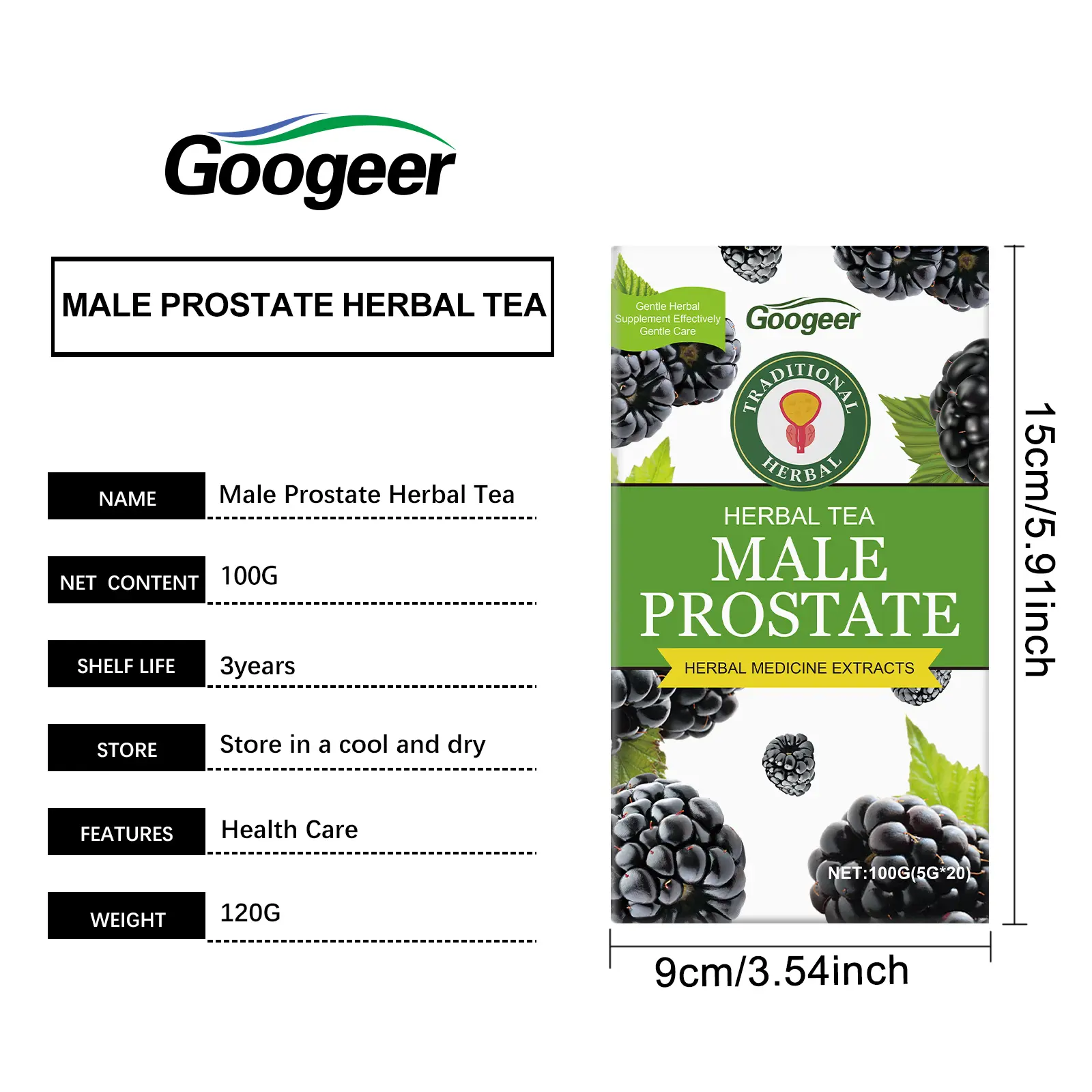Prostate Health Herbal Tea for Men with Ginseng & Chrysanthemum - Googeer 7 googeer male prostate herbal tea GO I02 0203 01 108