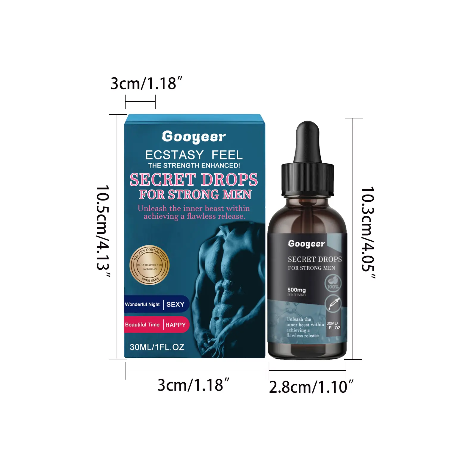 Male Strength Drops with Damiana and Epimedium - Googeer 7 googeer male strength secret drops anxiety GOH02 A016 30 BK1 56