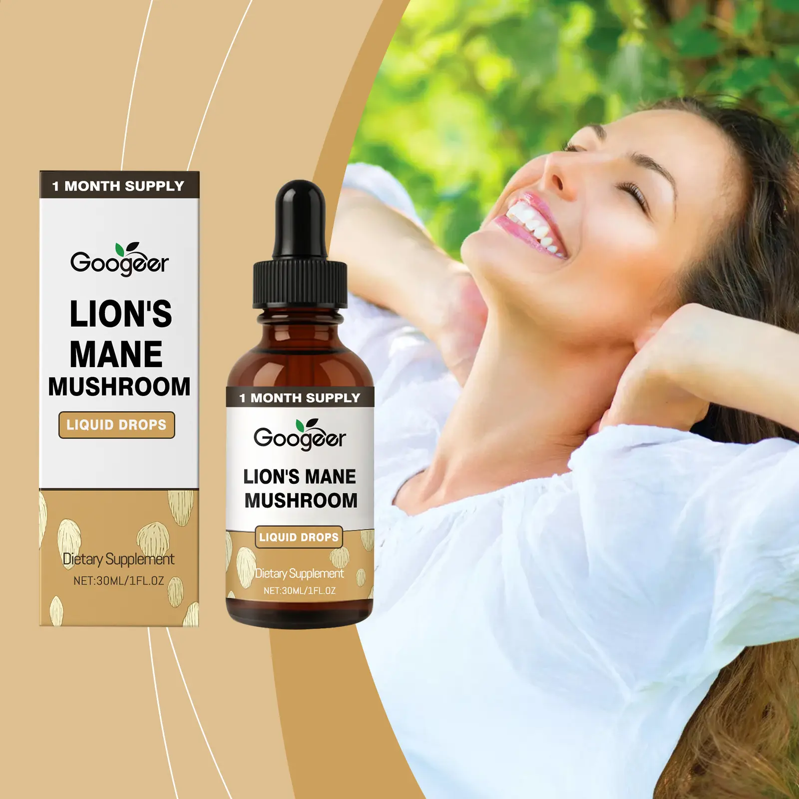 Lion's Mane Mushroom Liquid Drops - Cognitive Support Supplement 2 googeer mane mushroom liquid drops GO B10 0011 01 5276