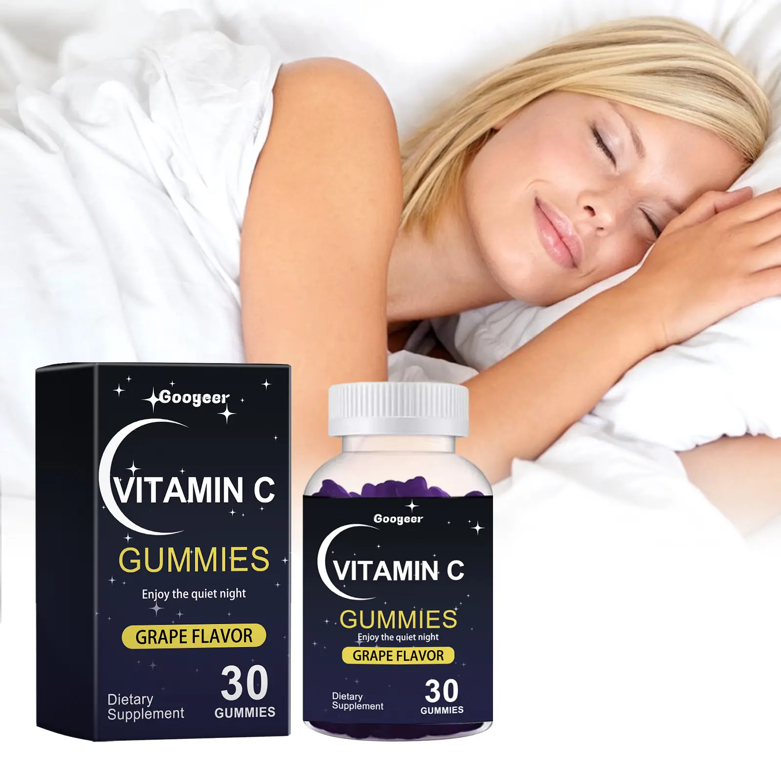Melatonin and Vitamin C Gummies - Sleep Support Supplement 8 googeer melatonin gummy vitamin c GOB07 A010 30 BU1 4063