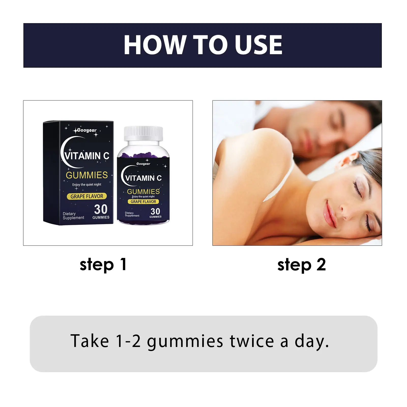 Melatonin and Vitamin C Gummies - Sleep Support Supplement 10 googeer melatonin gummy vitamin c GOB07 A010 30 BU1 4067