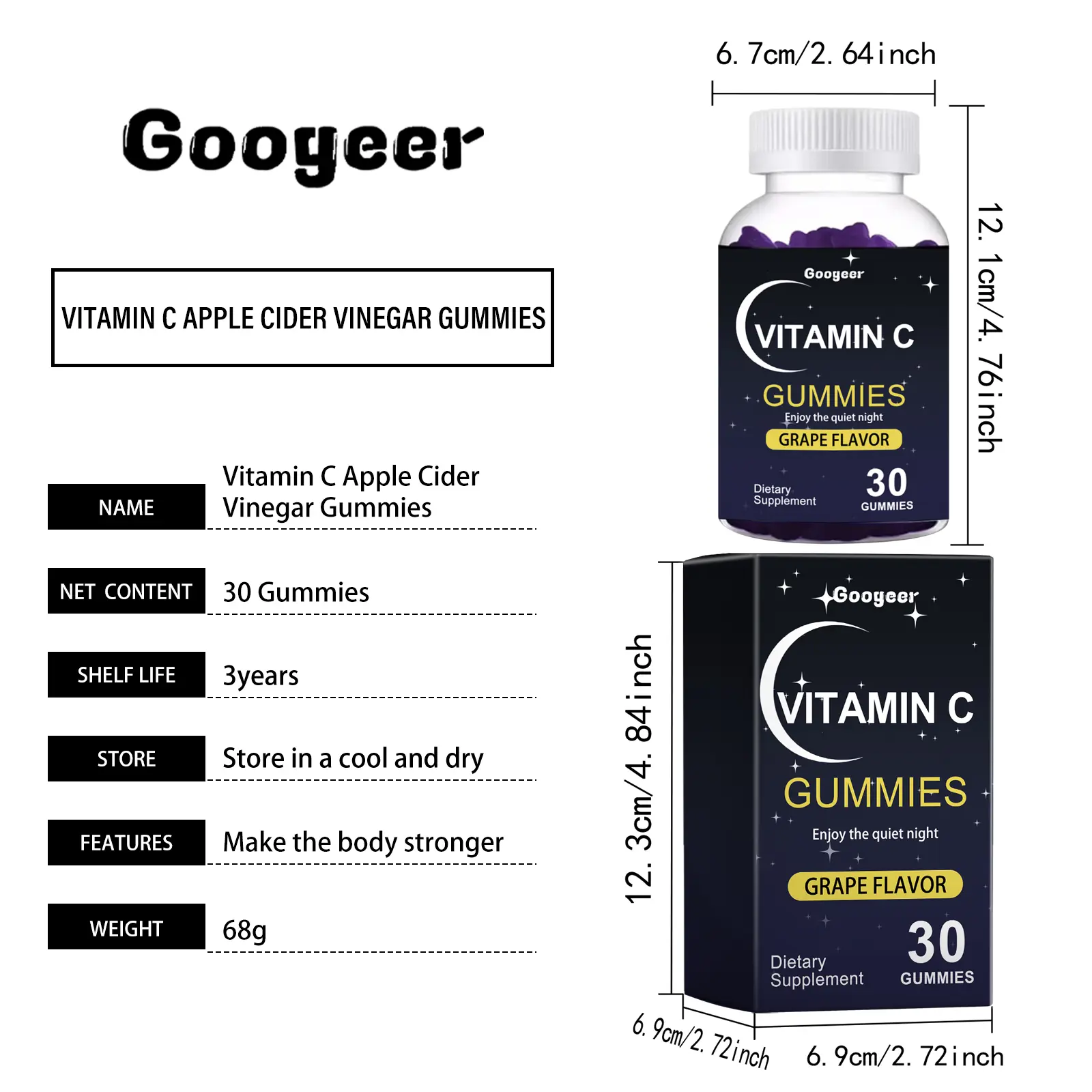 Melatonin and Vitamin C Gummies - Sleep Support Supplement 7 googeer melatonin gummy vitamin c GOB07 A010 30 BU1 4068