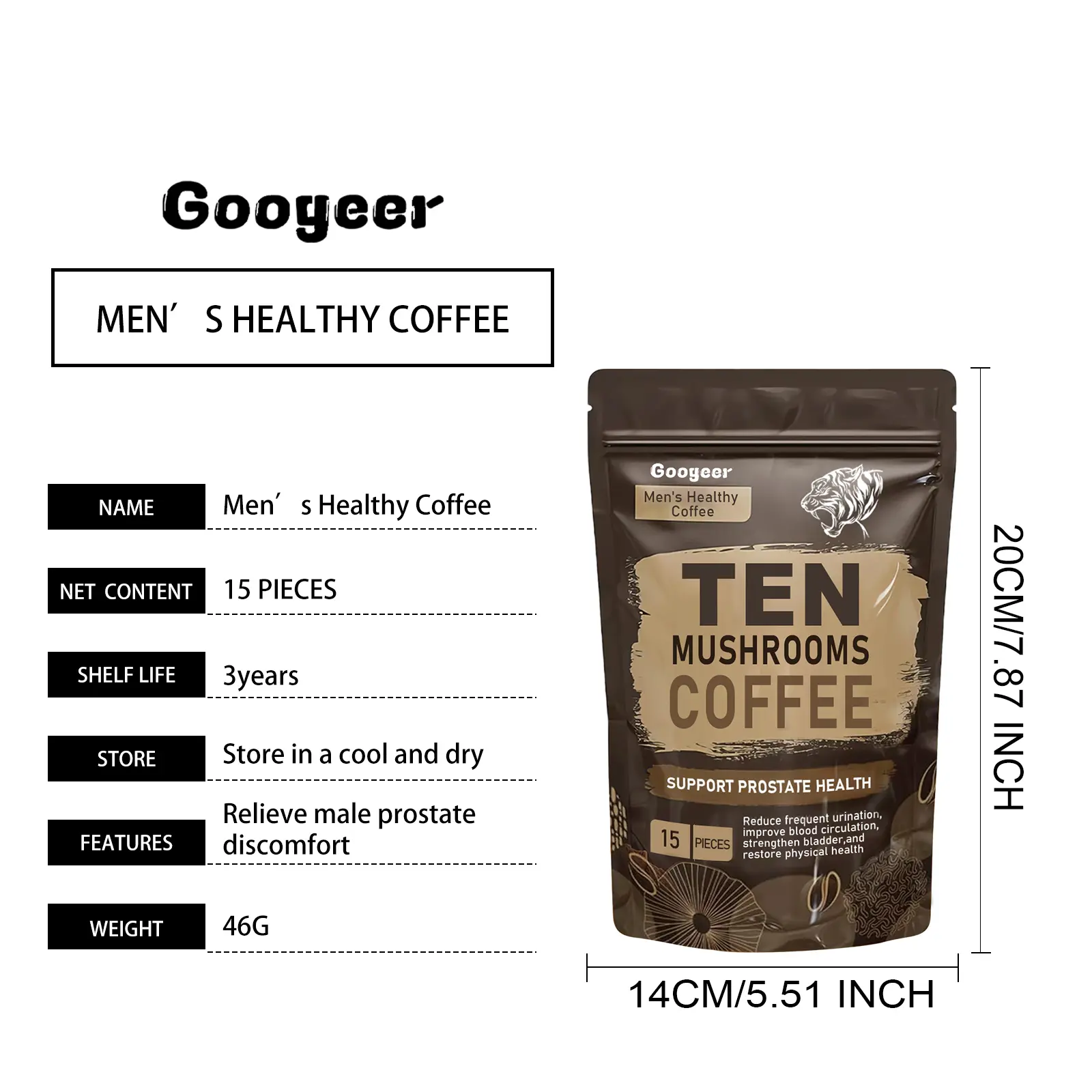 Men's Energy Coffee with Xylitol for Vitality & Daily Motivation - Googeer 7 googeer men healthy coffee GOB11 A011 15 BN1 488