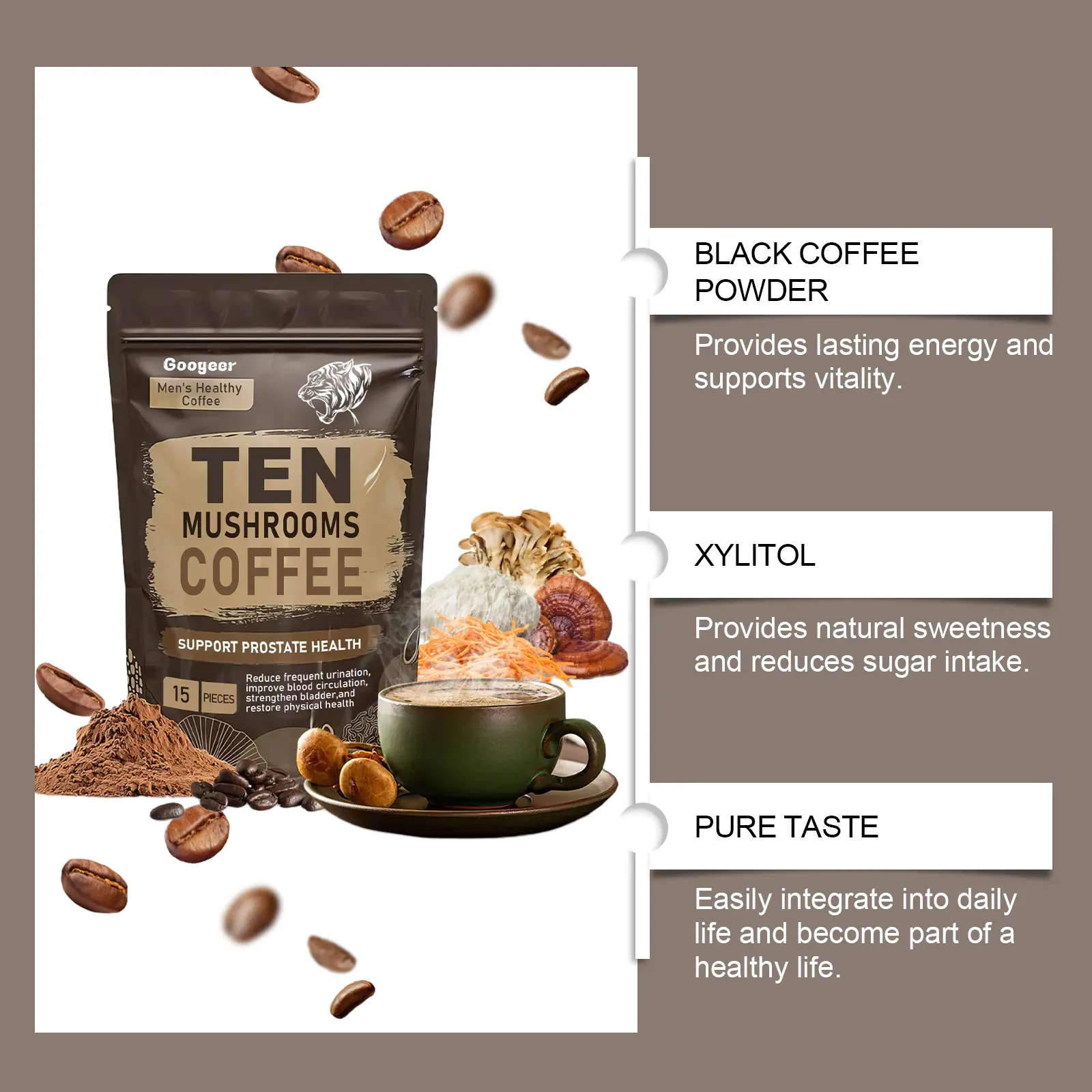 Men's Energy Coffee with Xylitol for Vitality & Daily Motivation - Googeer 11 googeer men healthy coffee GOB11 A011 15 BN1 492