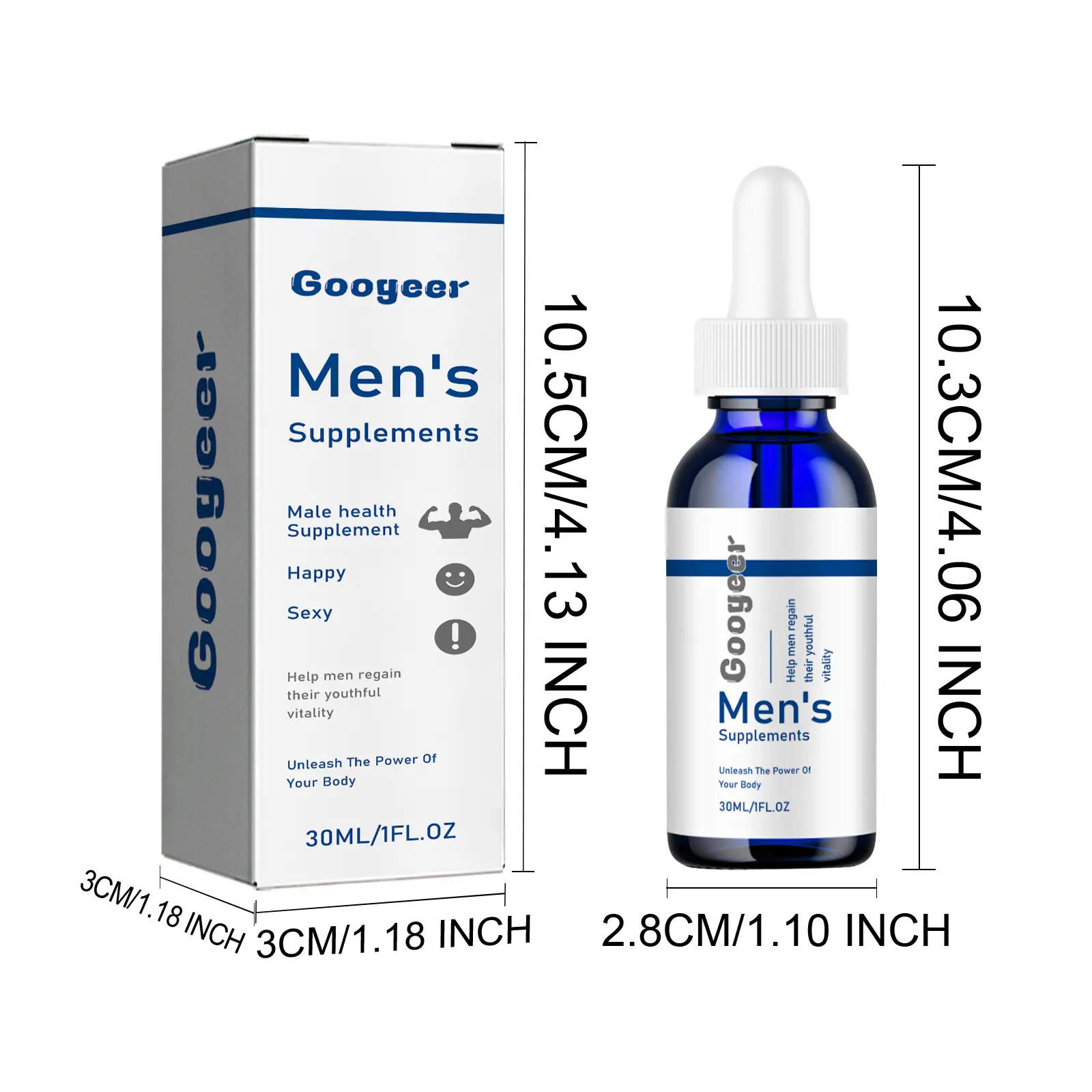 Men's Body Care Supplement Drops for Vitality & Wellness - Googeer 7 googeer men supplement drops body care GOH02 A050 30 WH1 1576